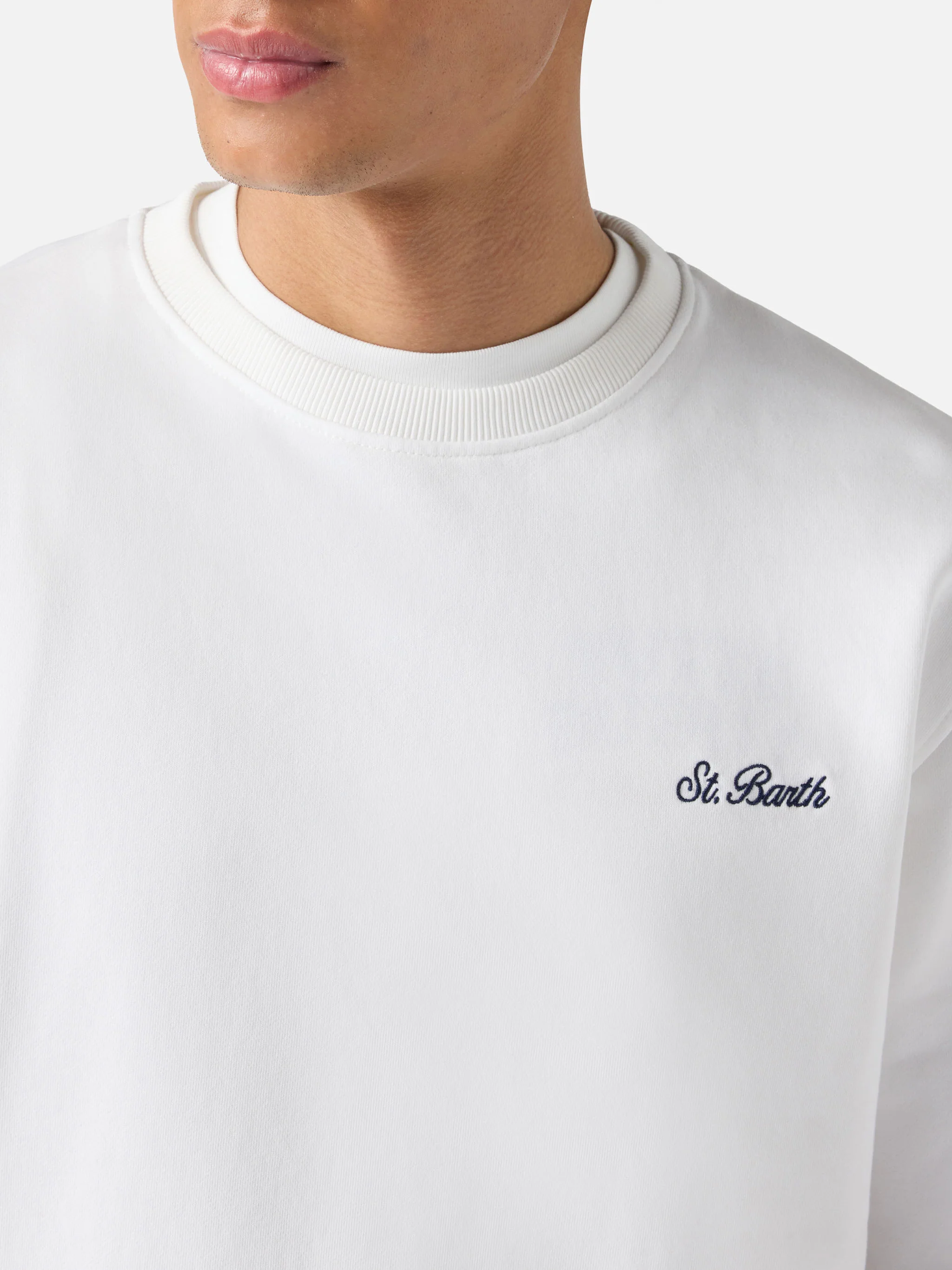 White Ponza sweatshirt with contrasting St. Barth embroidery - Image 2