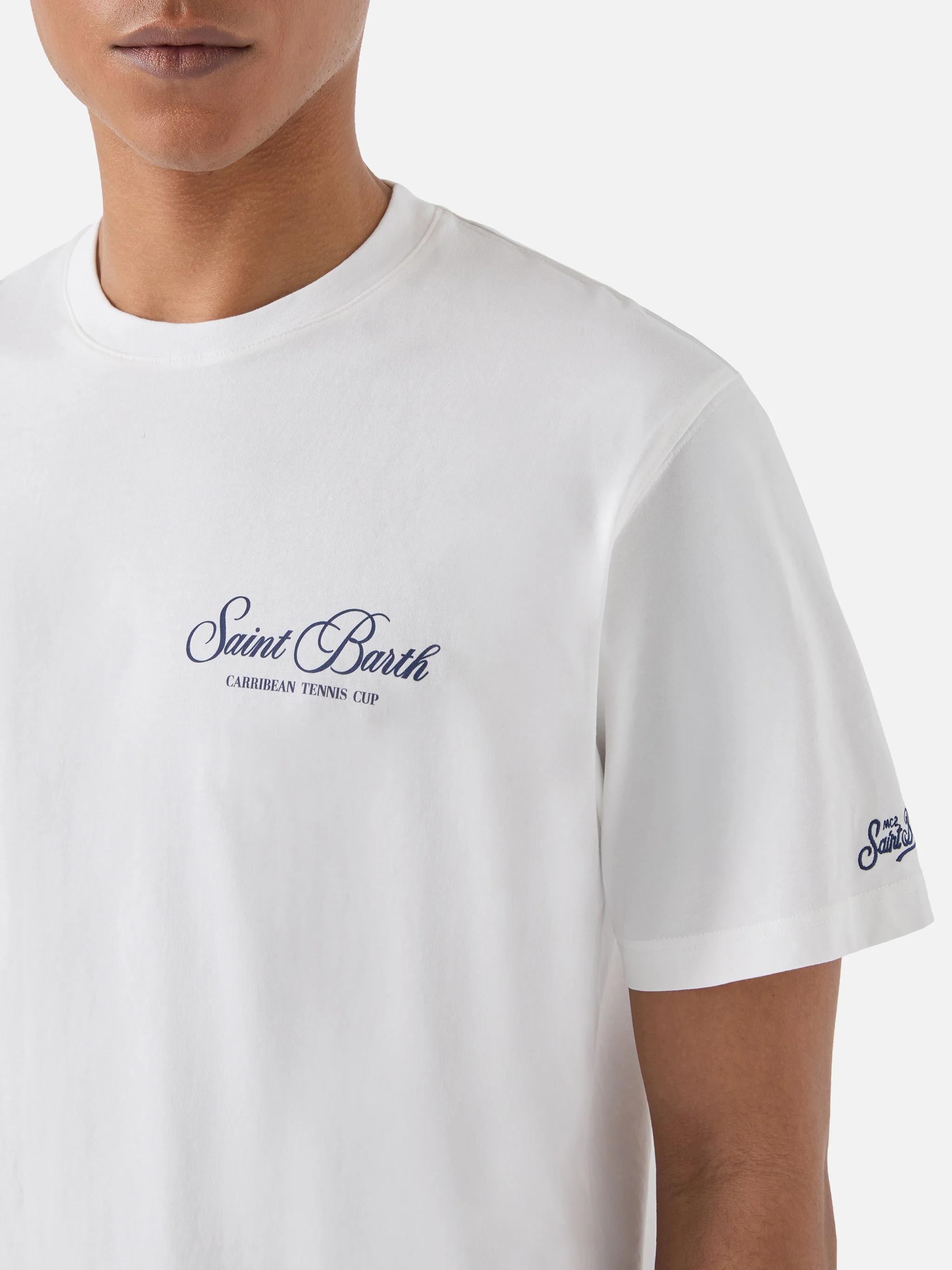 White Portland t-shirt with Caribbean Tennis Cup print - Image 2