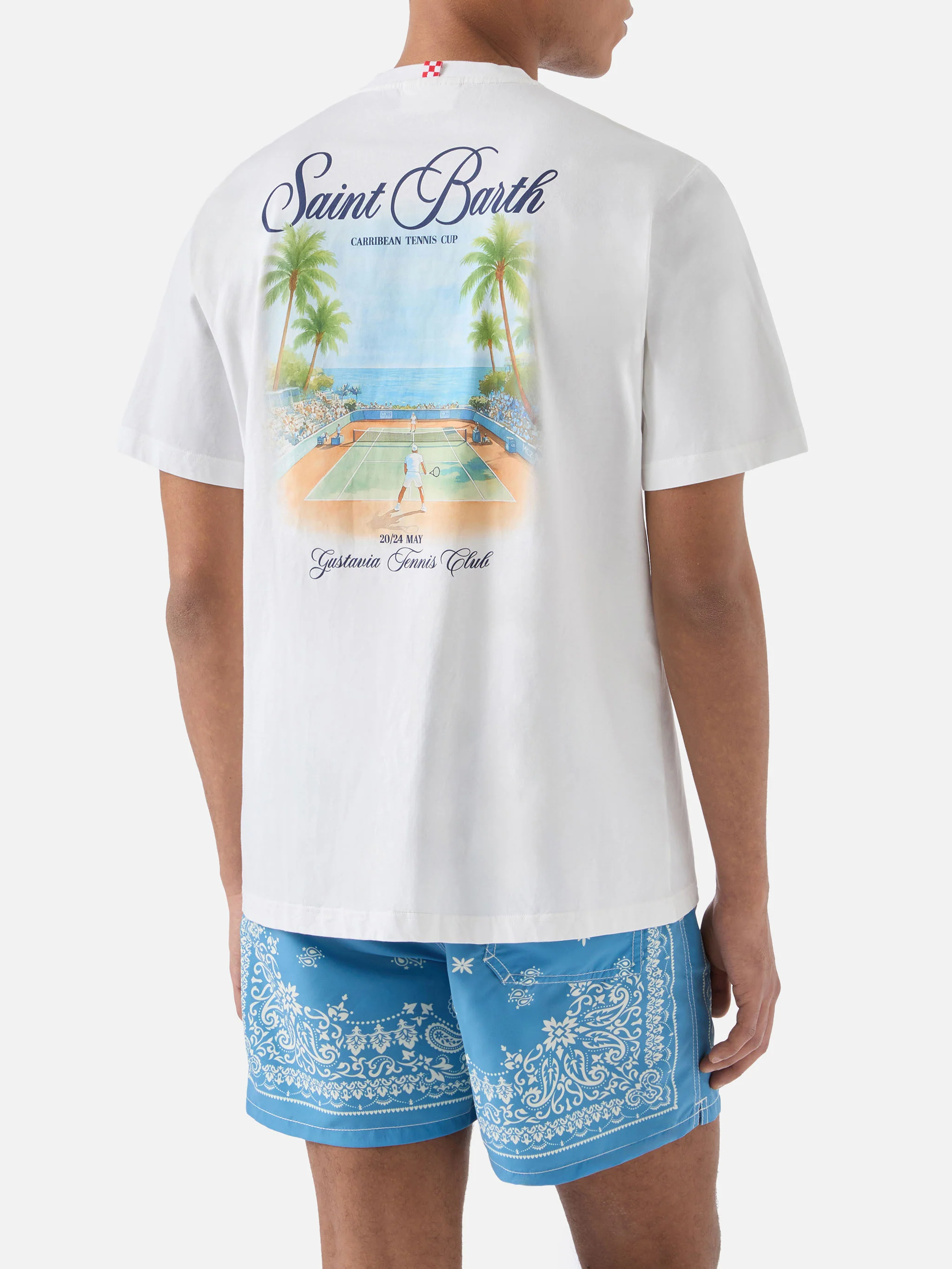 White Portland t-shirt with Caribbean Tennis Cup print - Image 3