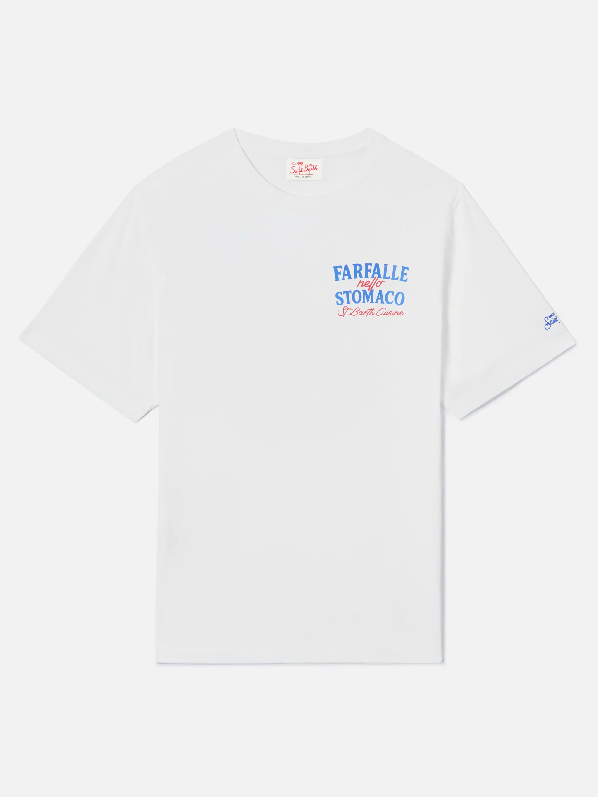 White Portland t-shirt with Farfalle Nello Stomaco print - Image 5