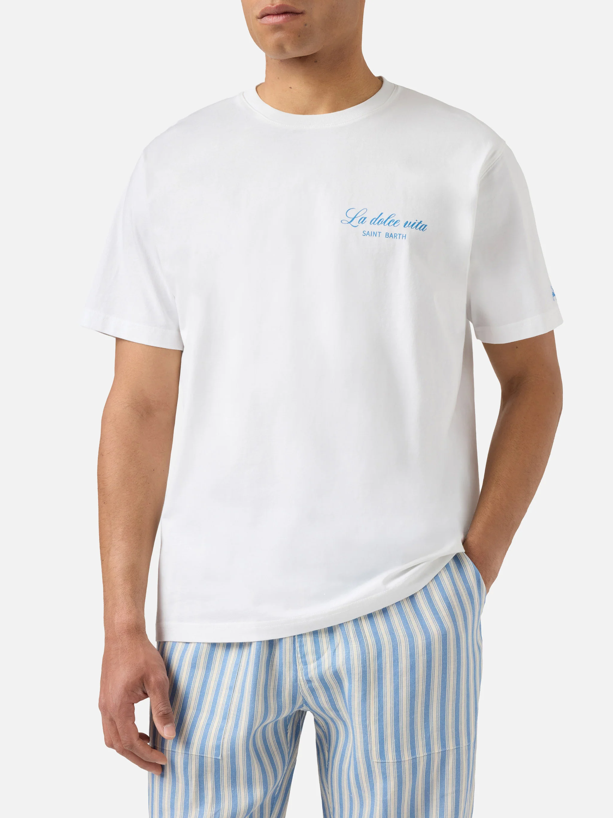 White Portland t-shirt with La dolce vita illustration - Image 3