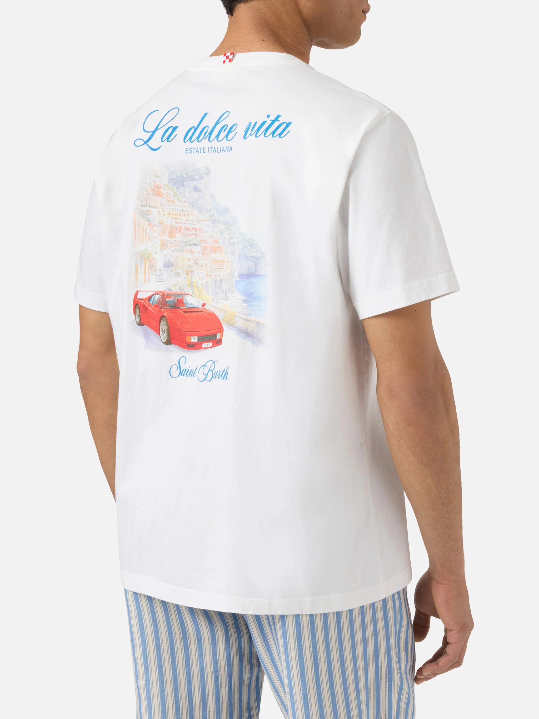 White Portland t-shirt with La dolce vita illustration - Image 4