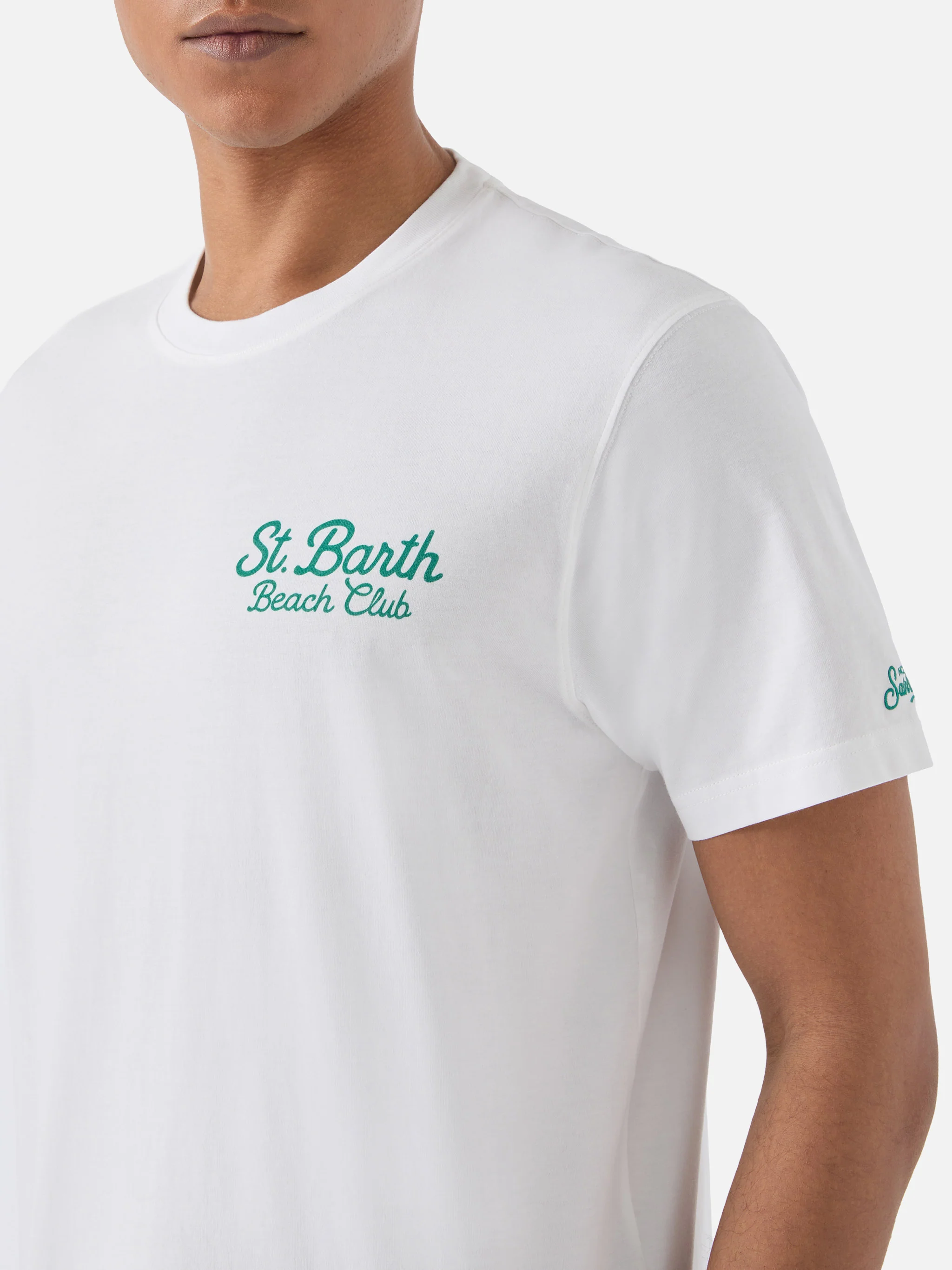 White Portland t-shirt with St. Barth Beach Club embroidery - Image 2