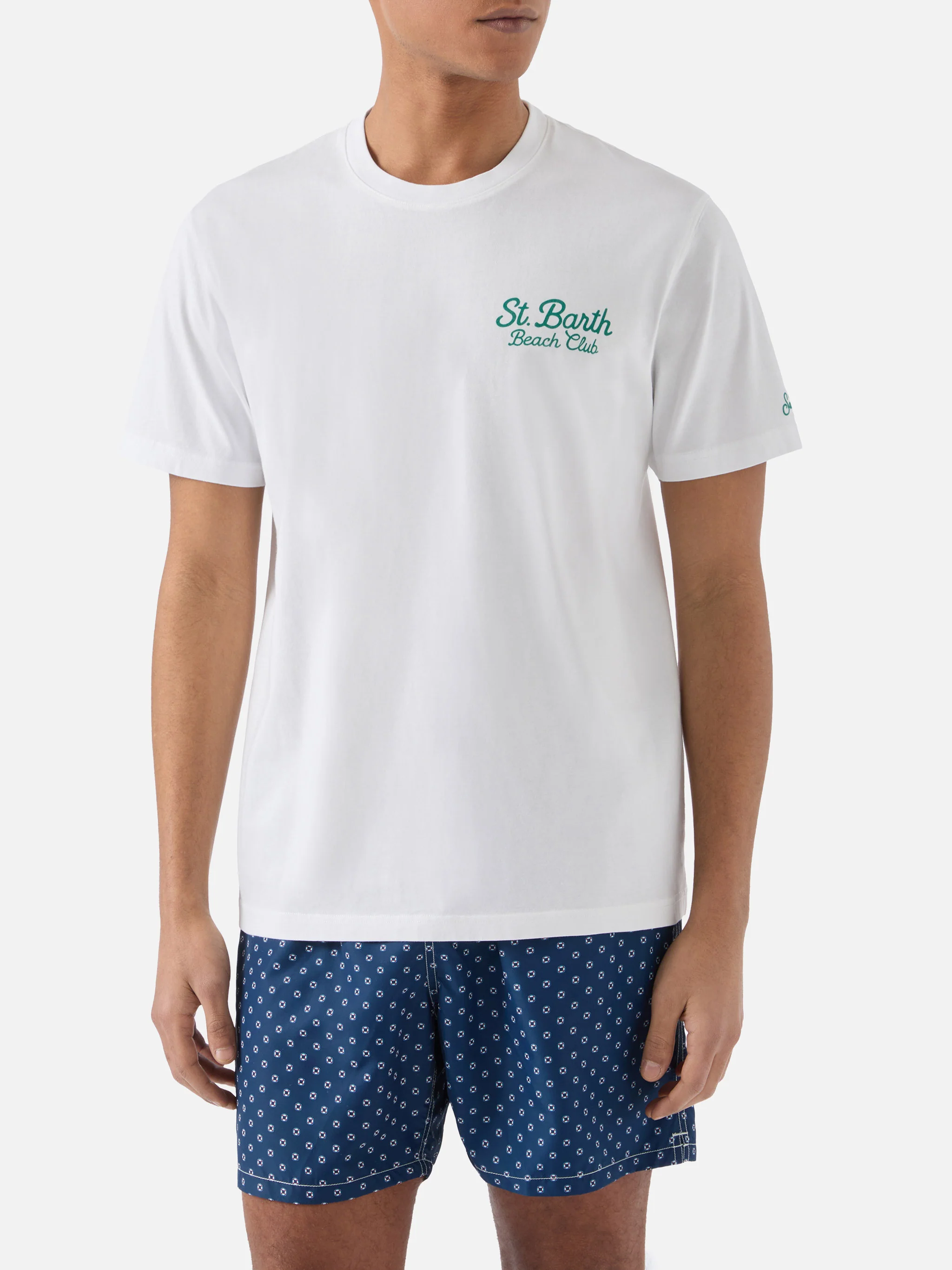 White Portland t-shirt with St. Barth Beach Club embroidery - Image 3