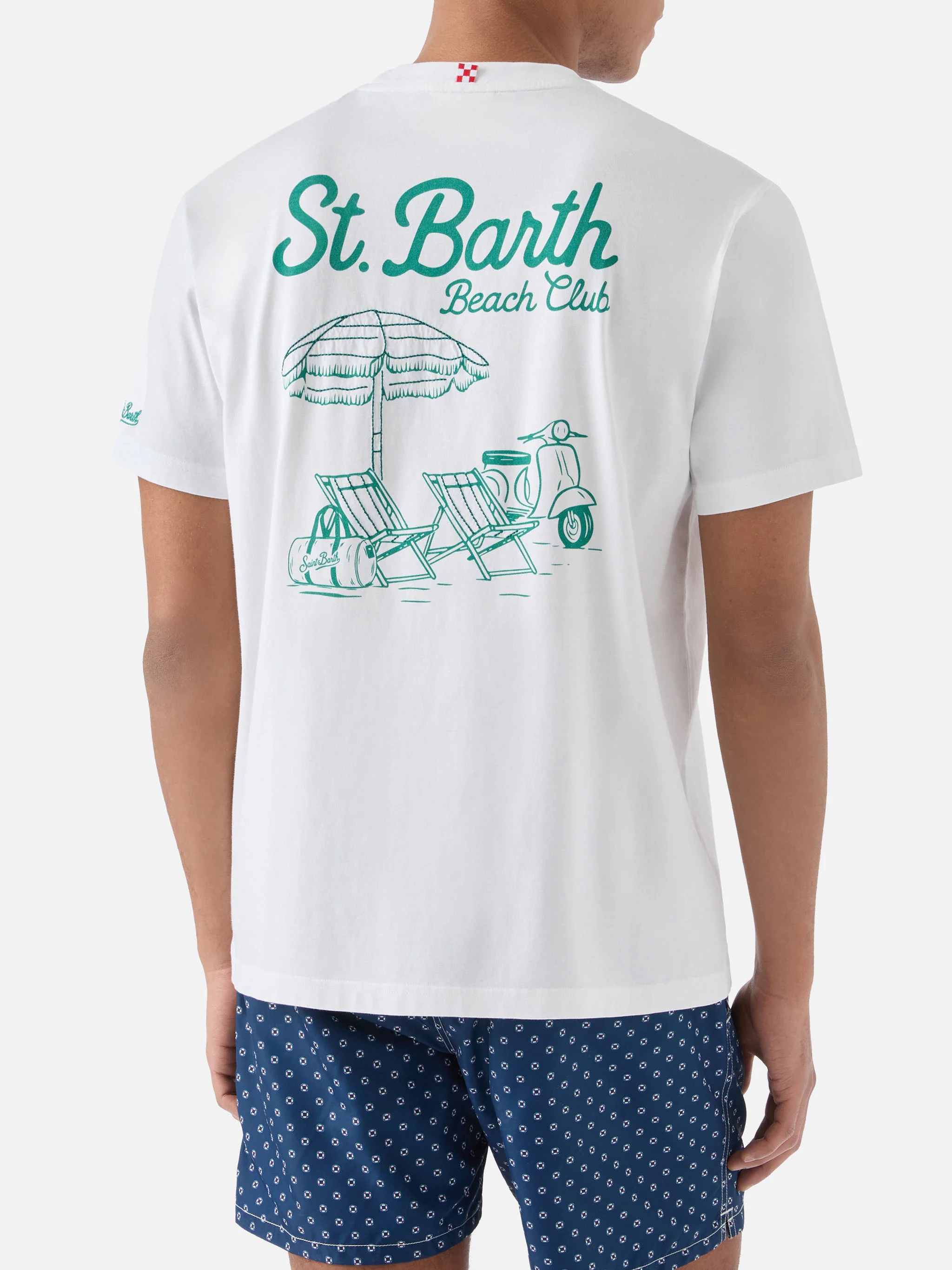 White Portland t-shirt with St. Barth Beach Club embroidery - Image 4