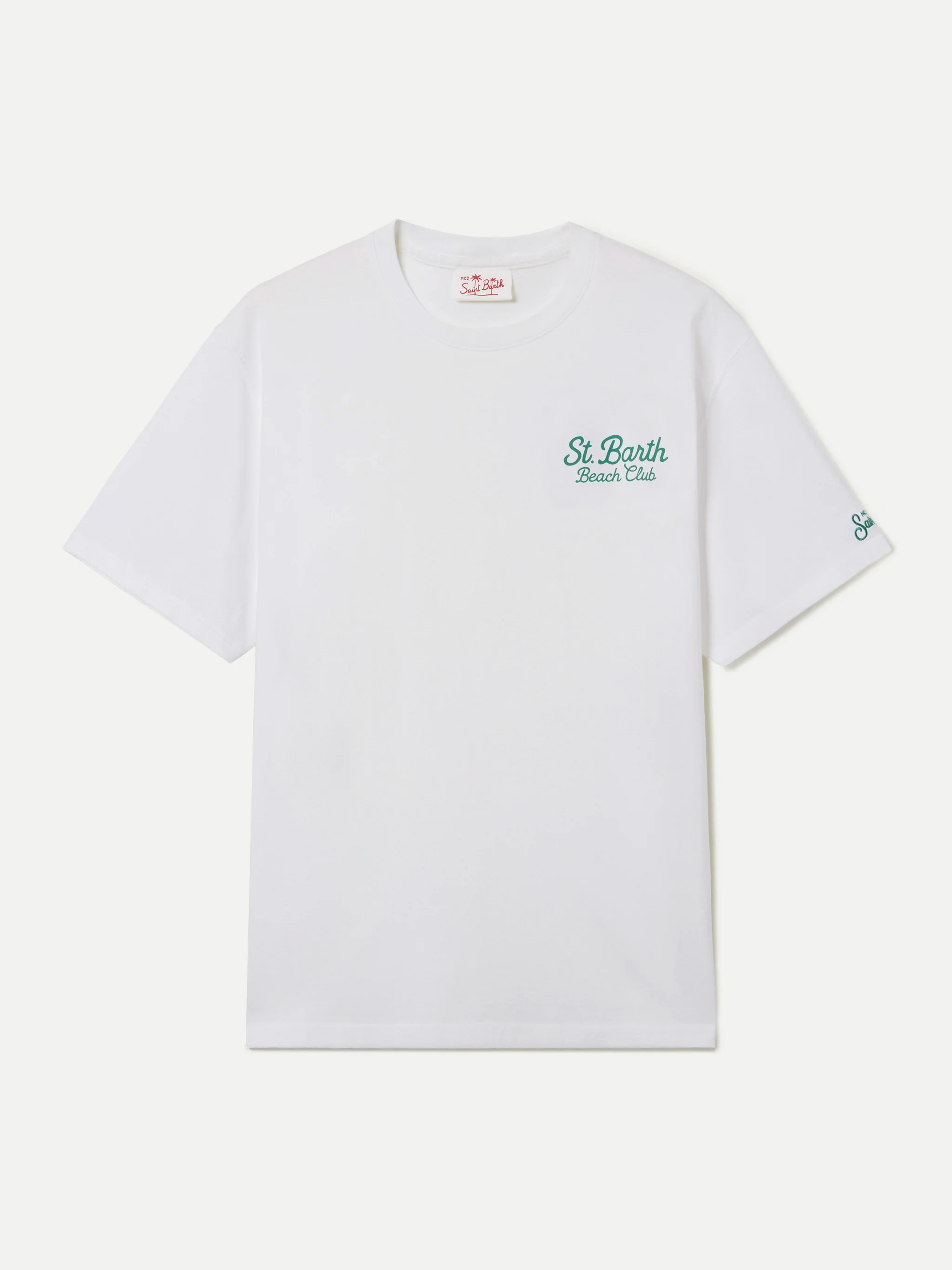 White Portland t-shirt with St. Barth Beach Club embroidery - Image 5