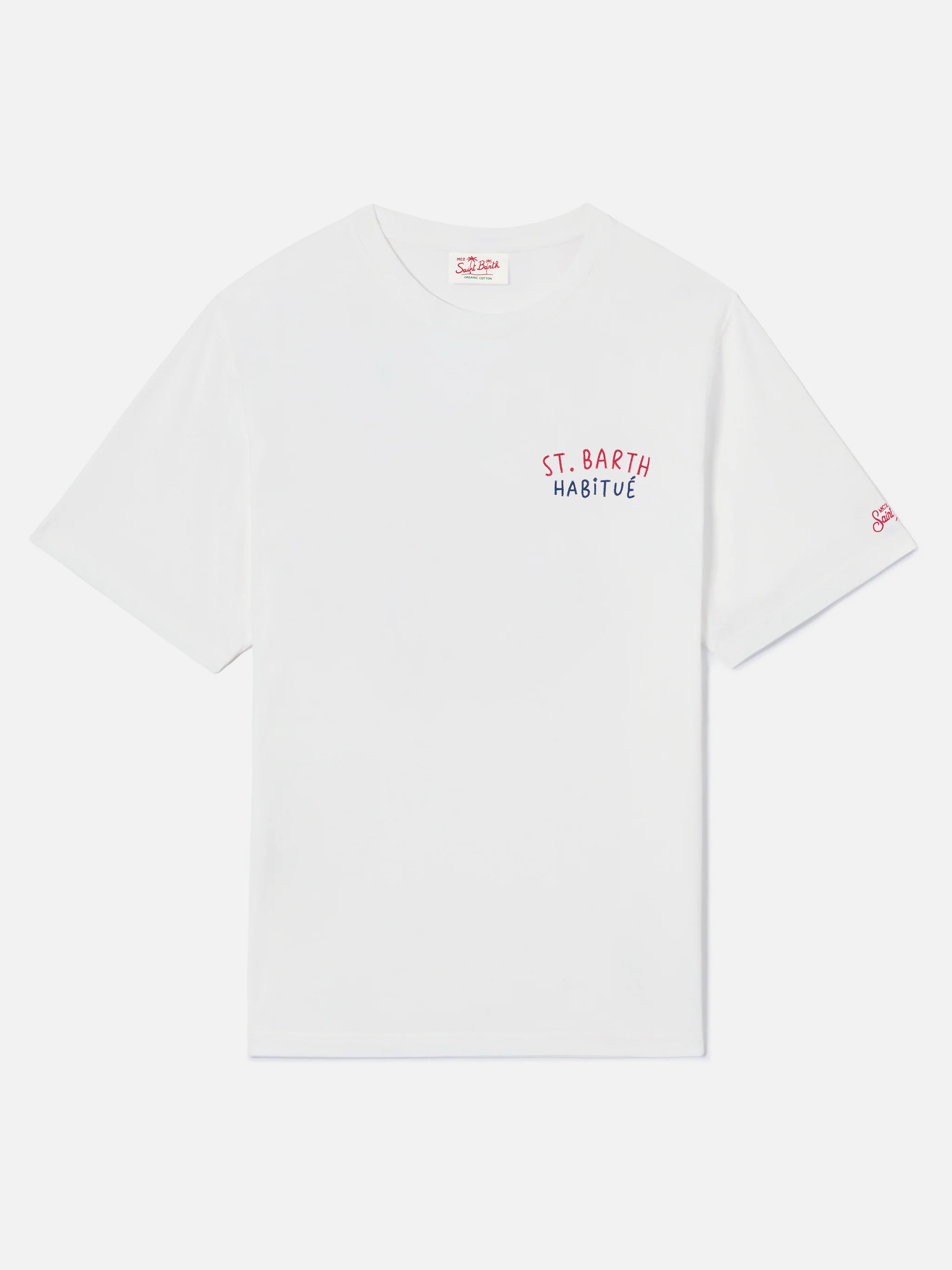 White Portland t-shirt with St. Barth Habitué embroidery - Image 5