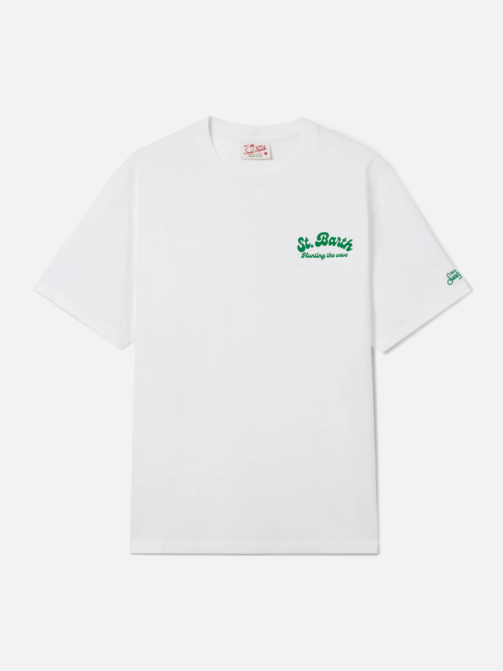White Portland t-shirt with Surf Lessons Free print - Image 5