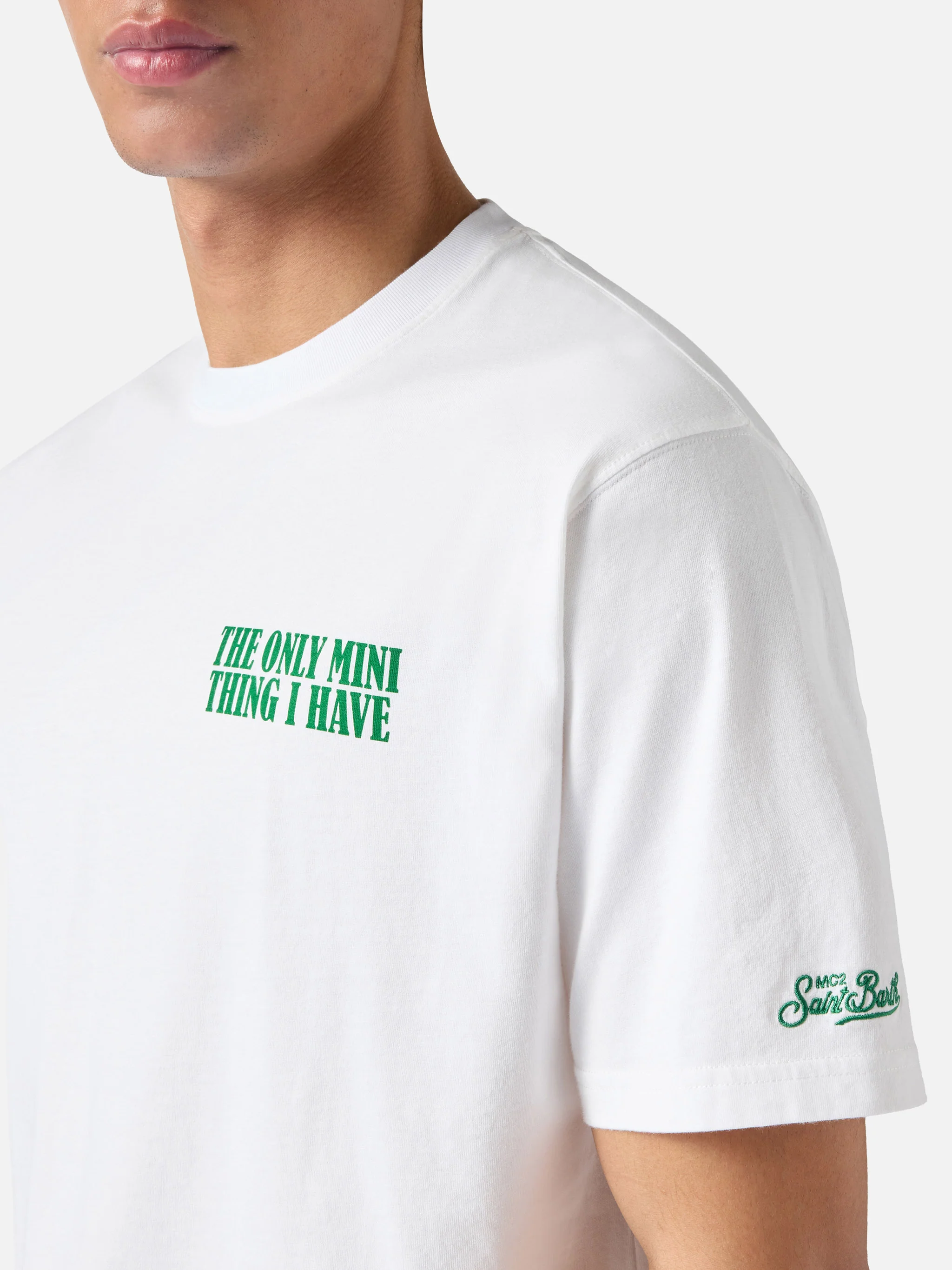 White Portland t-shirt with The Only Mini Thing I Have print - Image 2