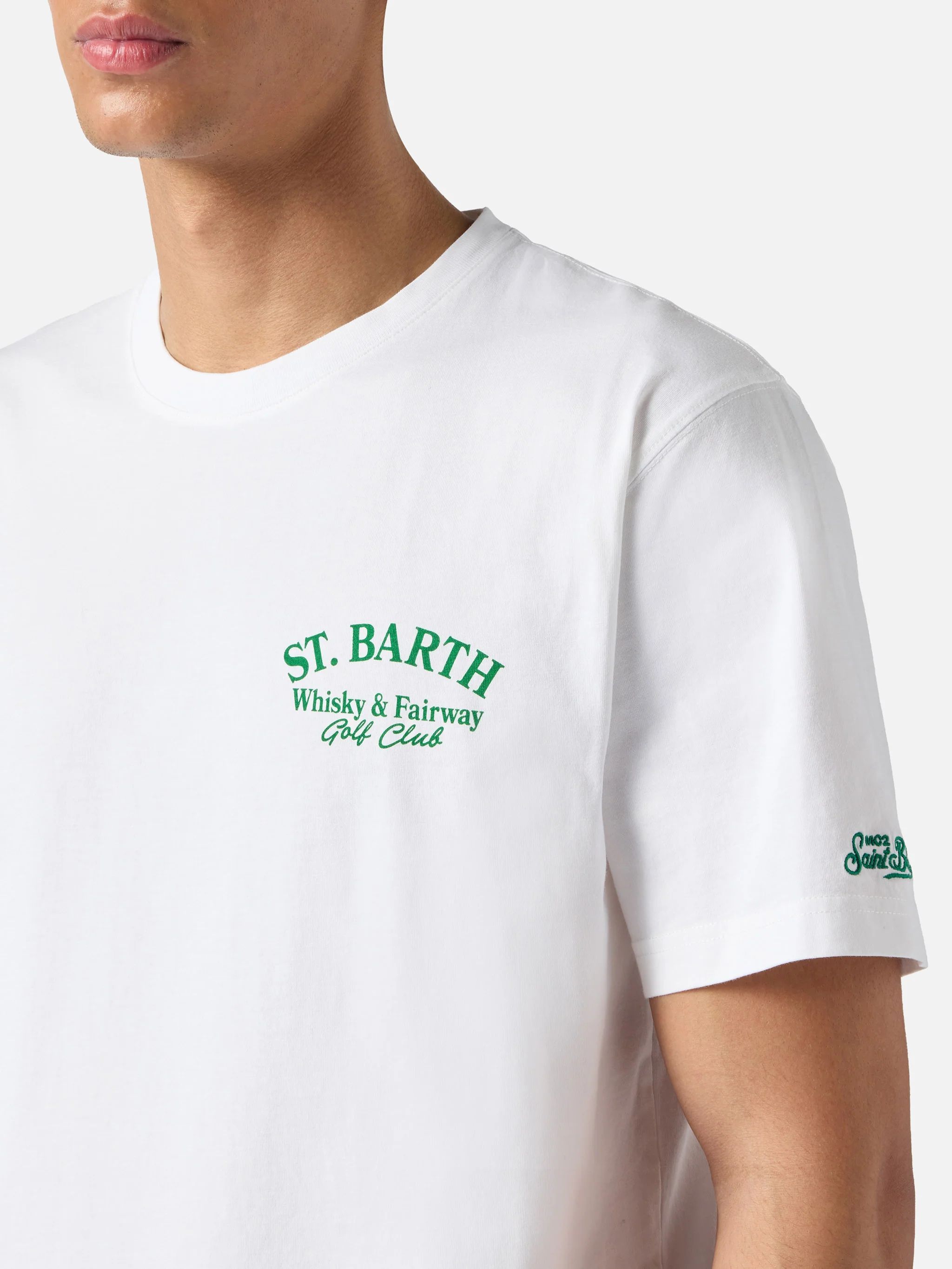 White Portland t-shirt with Whisky & Fairway Golf Club illustration - Image 2