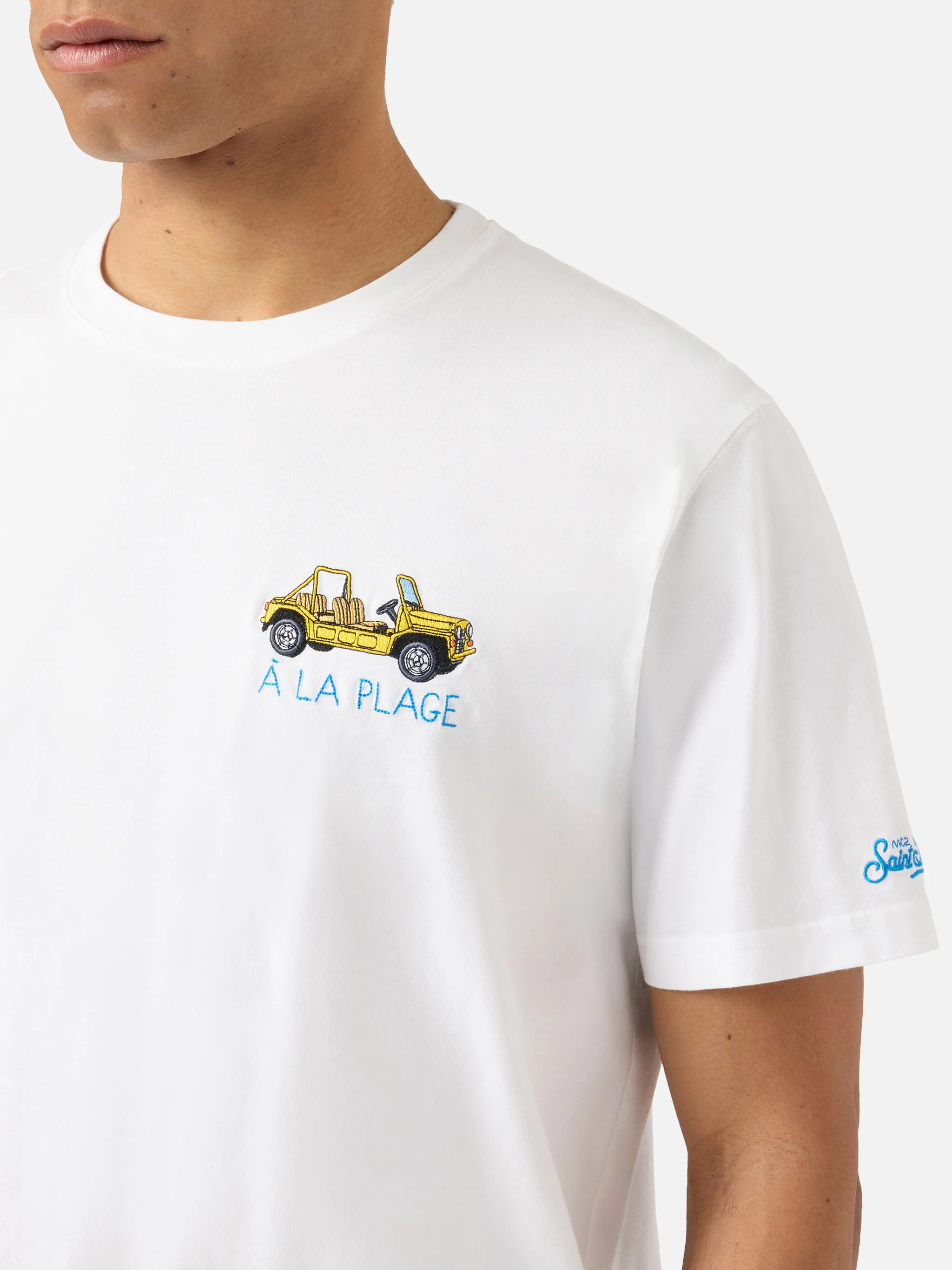 White Portofino T-shirt with À La Plage embroidery - Image 2