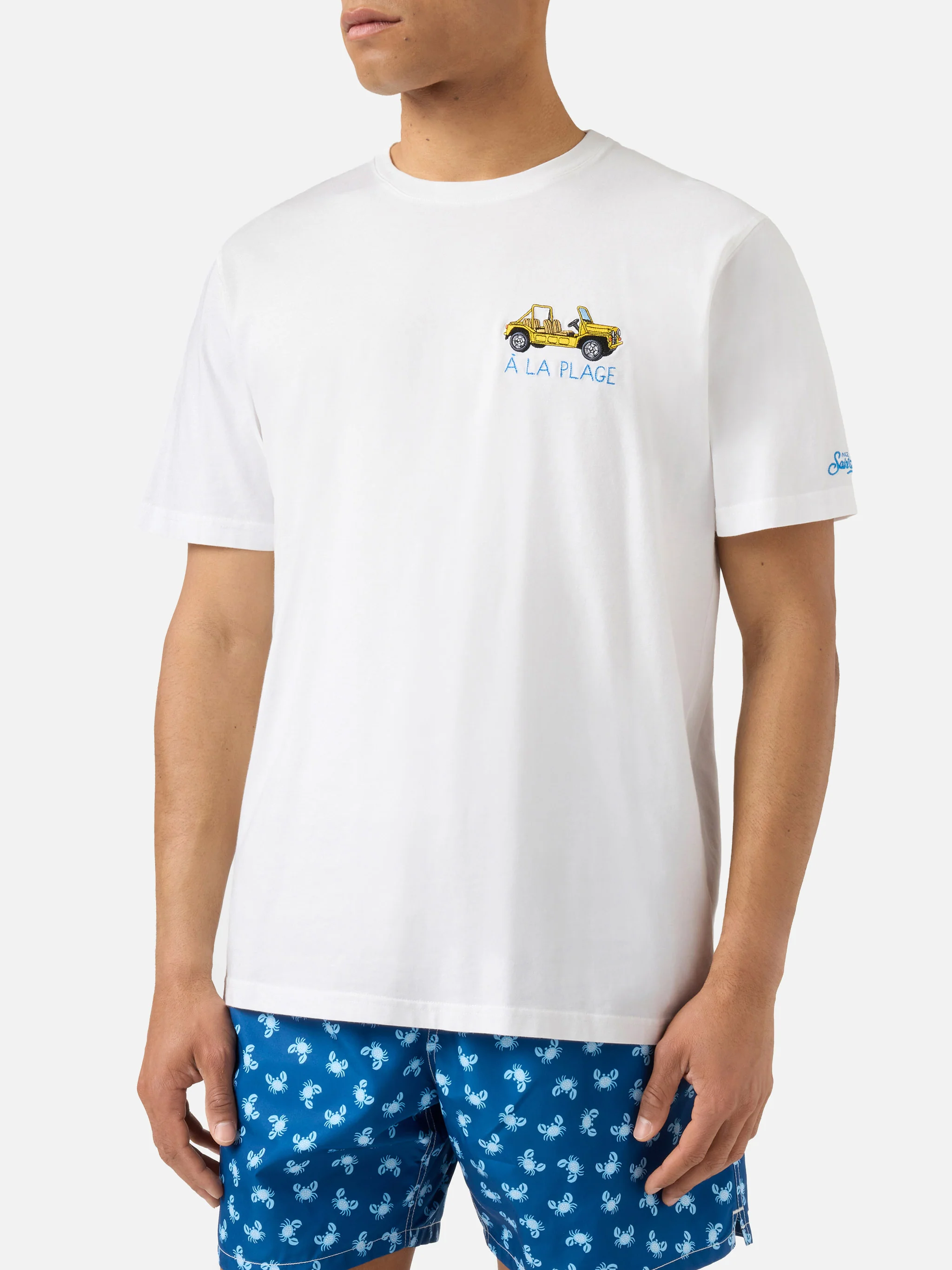 White Portofino T-shirt with À La Plage embroidery - Image 3