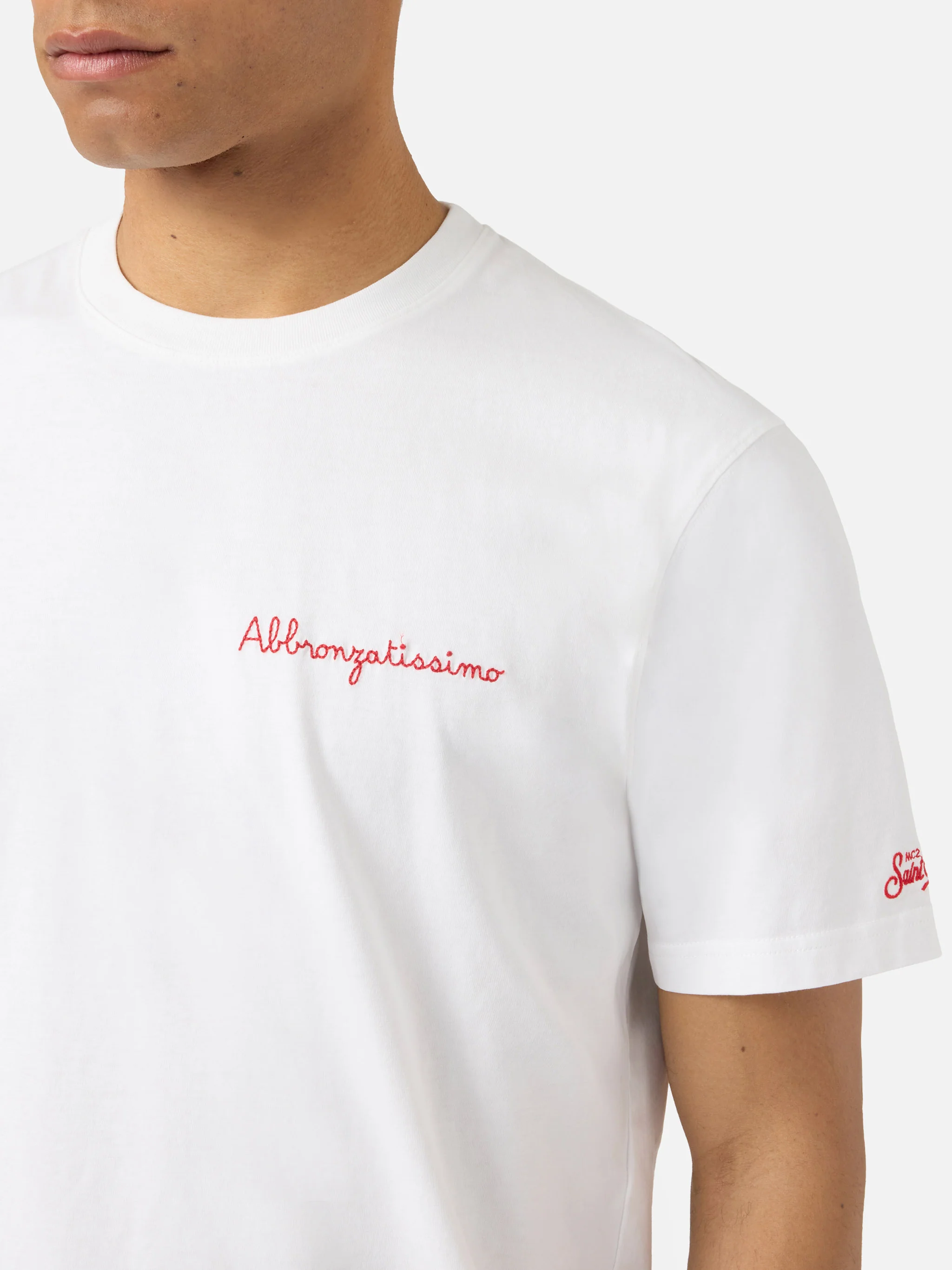 White Portofino T-shirt with Abbronzatissimo embroidery - Image 2