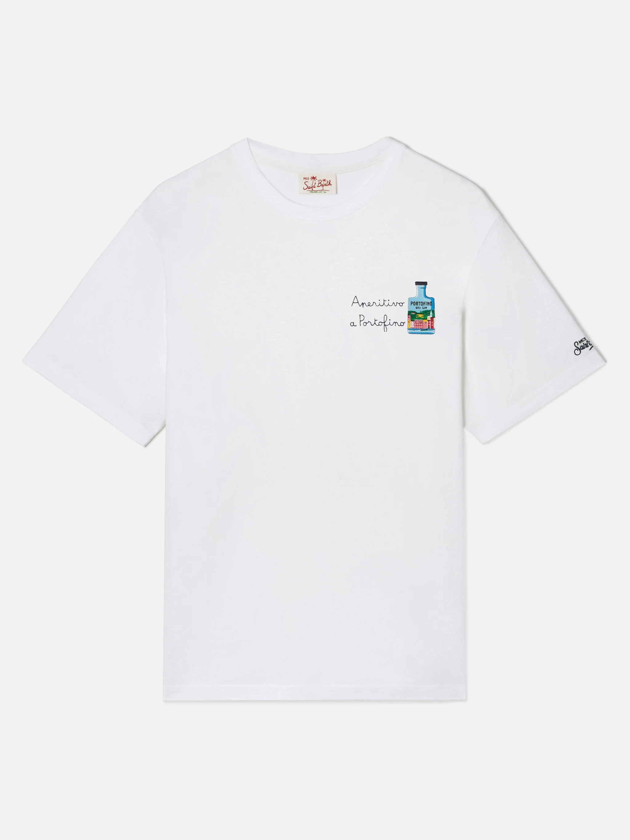 White Portofino T-shirt with Aperitivo A Portofino embroidery | Special Edition - Image 5