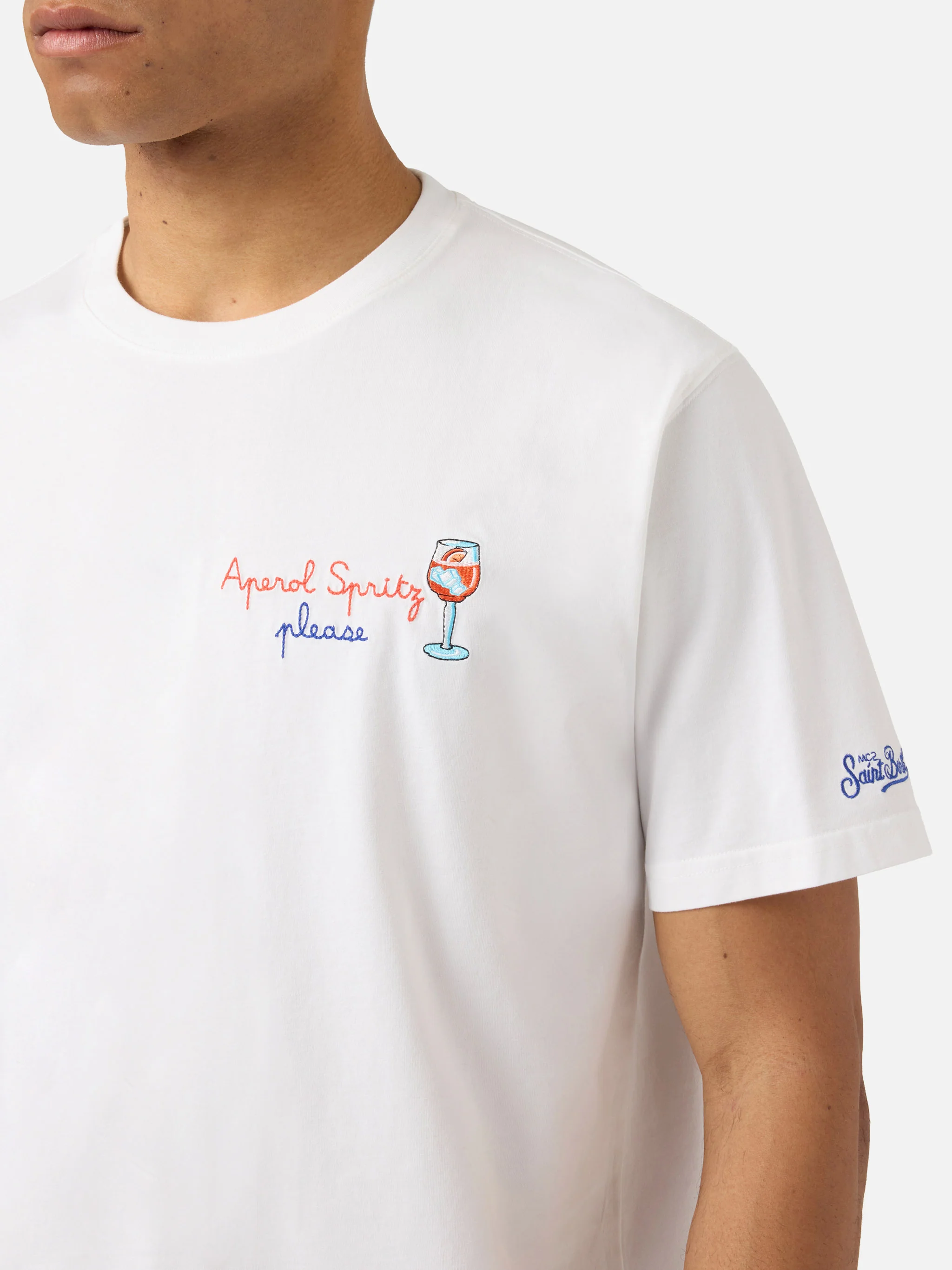 White Portofino T-shirt with Aperol Spritz Please embroidery | Special Edition - Image 2