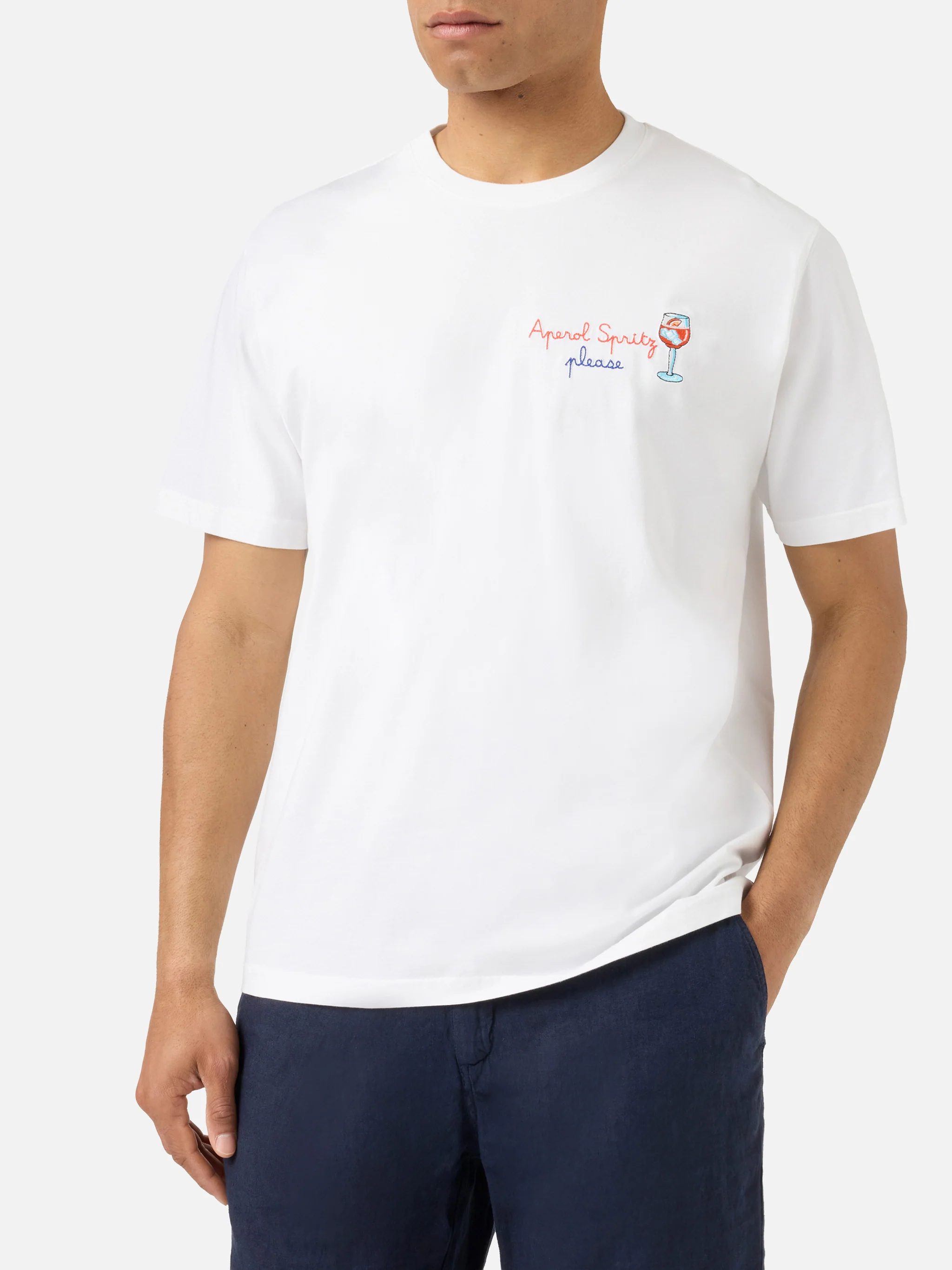 White Portofino T-shirt with Aperol Spritz Please embroidery | Special Edition - Image 3