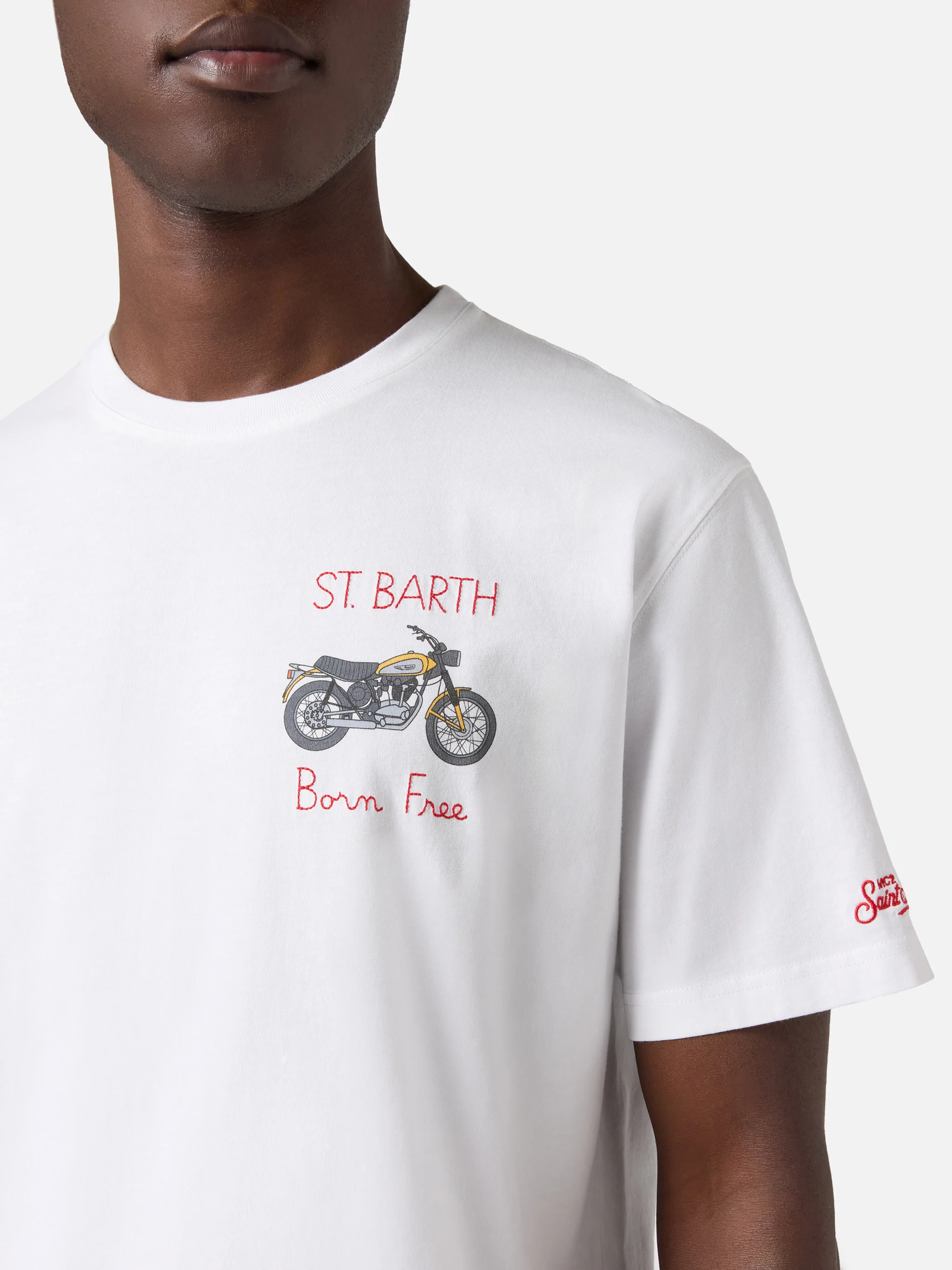 White Portofino T-shirt with Born Free embroidery | Special Edition - Image 2