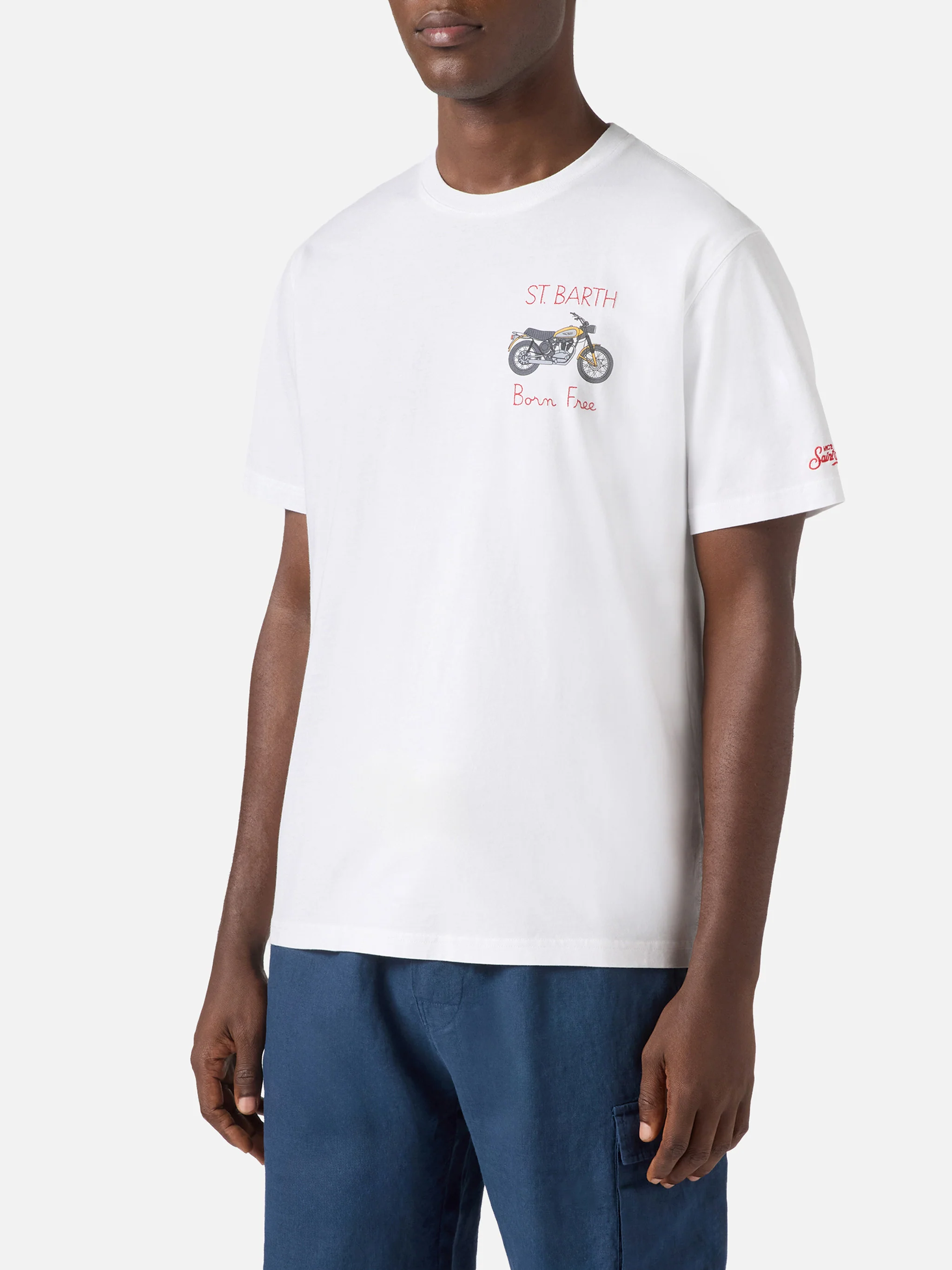 White Portofino T-shirt with Born Free embroidery | Special Edition - Image 3