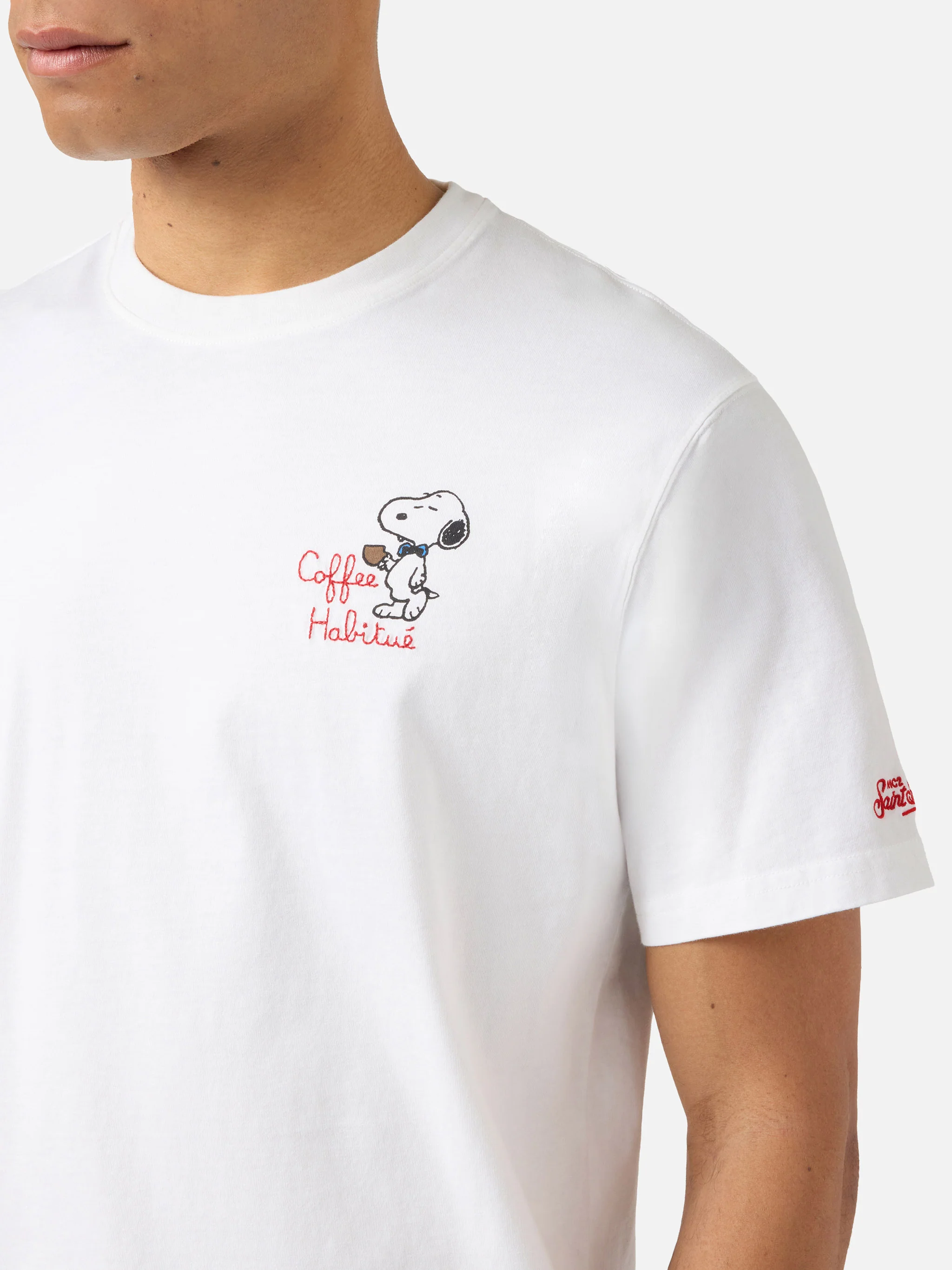 White Portofino T-shirt with Coffee Habitué embroidery | Special Edition - Image 2