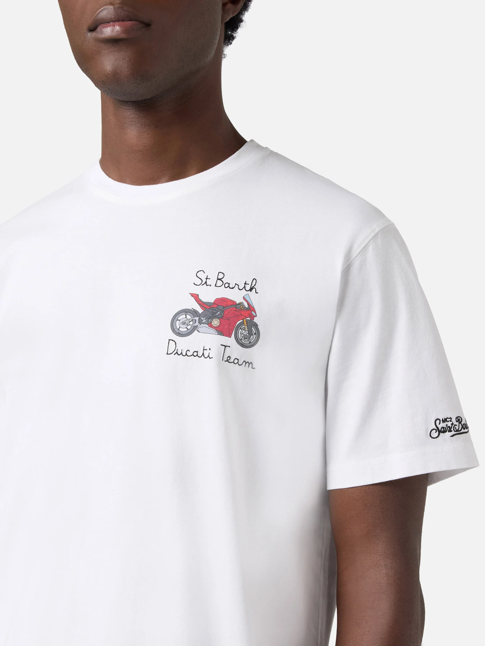 White Portofino T-shirt with Ducati Team embroidery | Special Edition - Image 2
