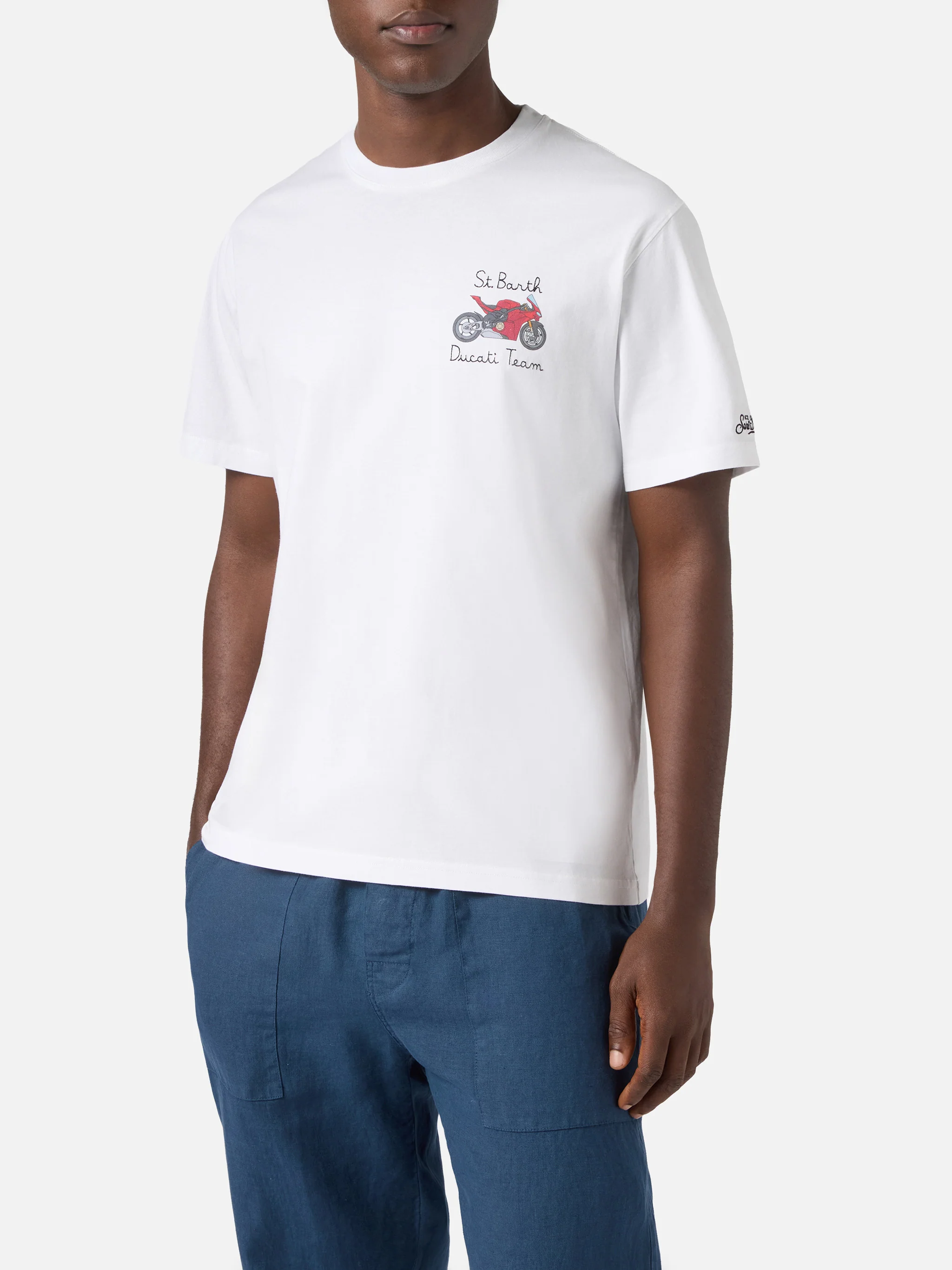 White Portofino T-shirt with Ducati Team embroidery | Special Edition - Image 3