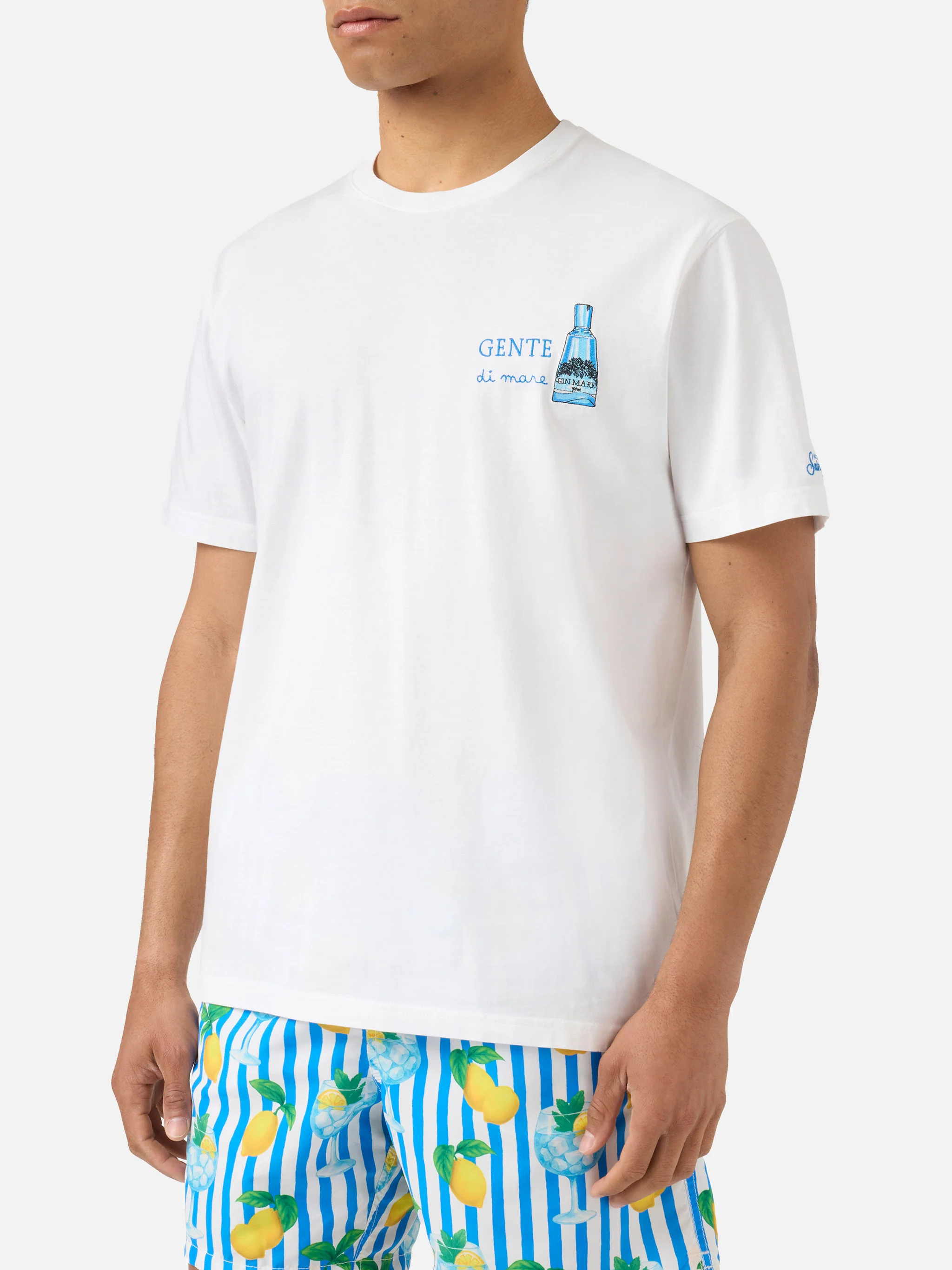 White Portofino T-shirt with Gente Di Mare embroidery | Special Edition - Image 3