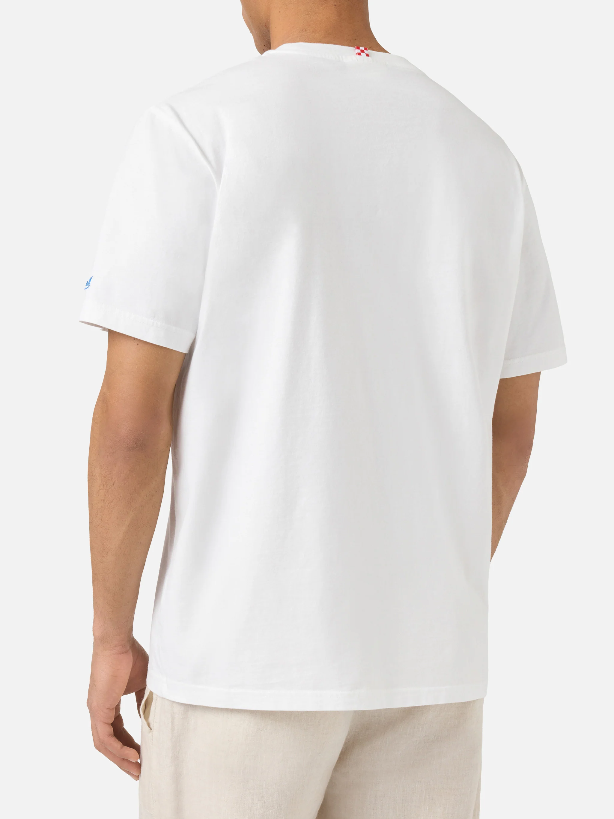 White Portofino T-shirt with Gin Or Gym? embroidery - Image 4