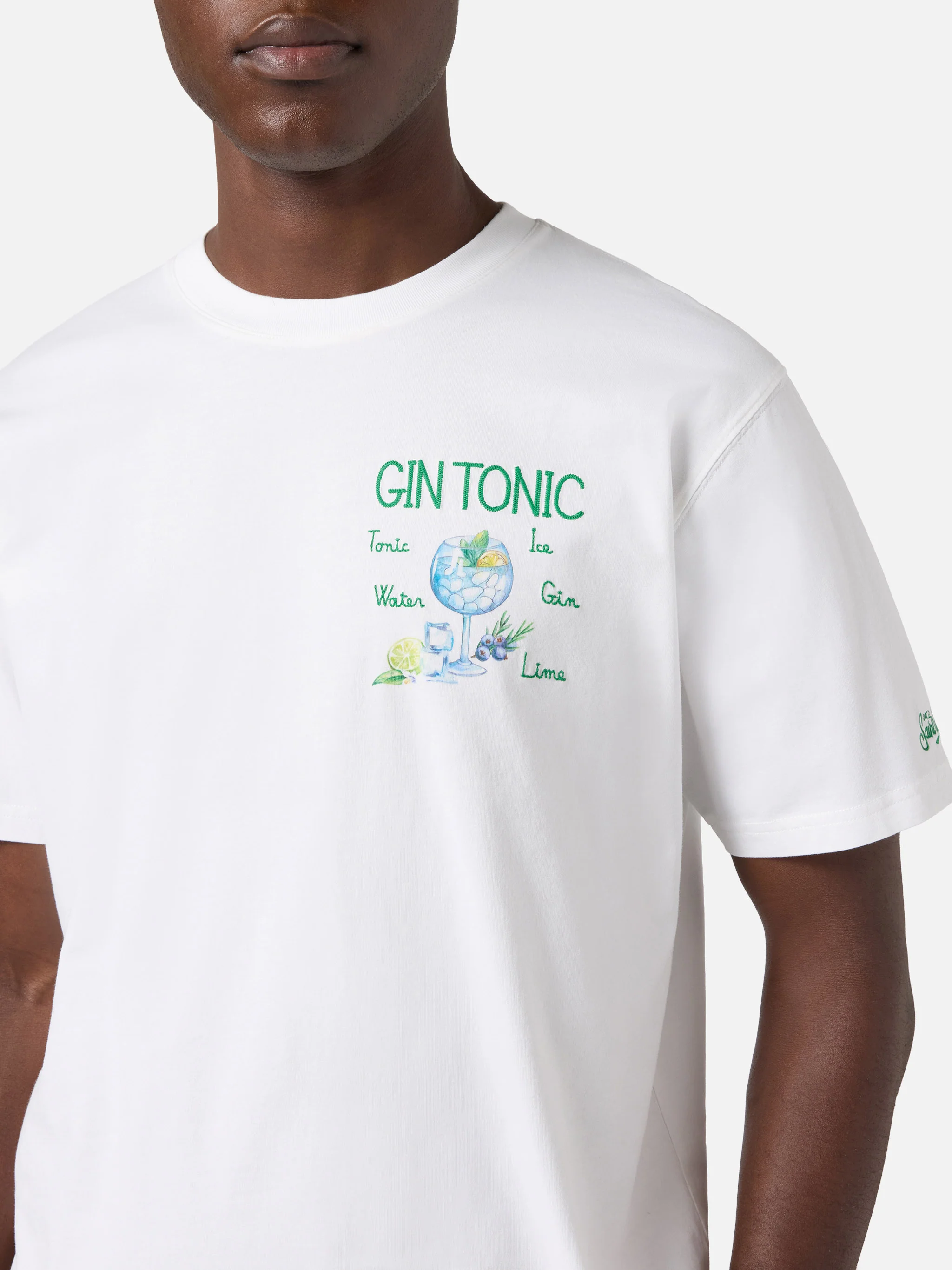 White Portofino T-shirt with Gin Tonic embroidery - Image 2