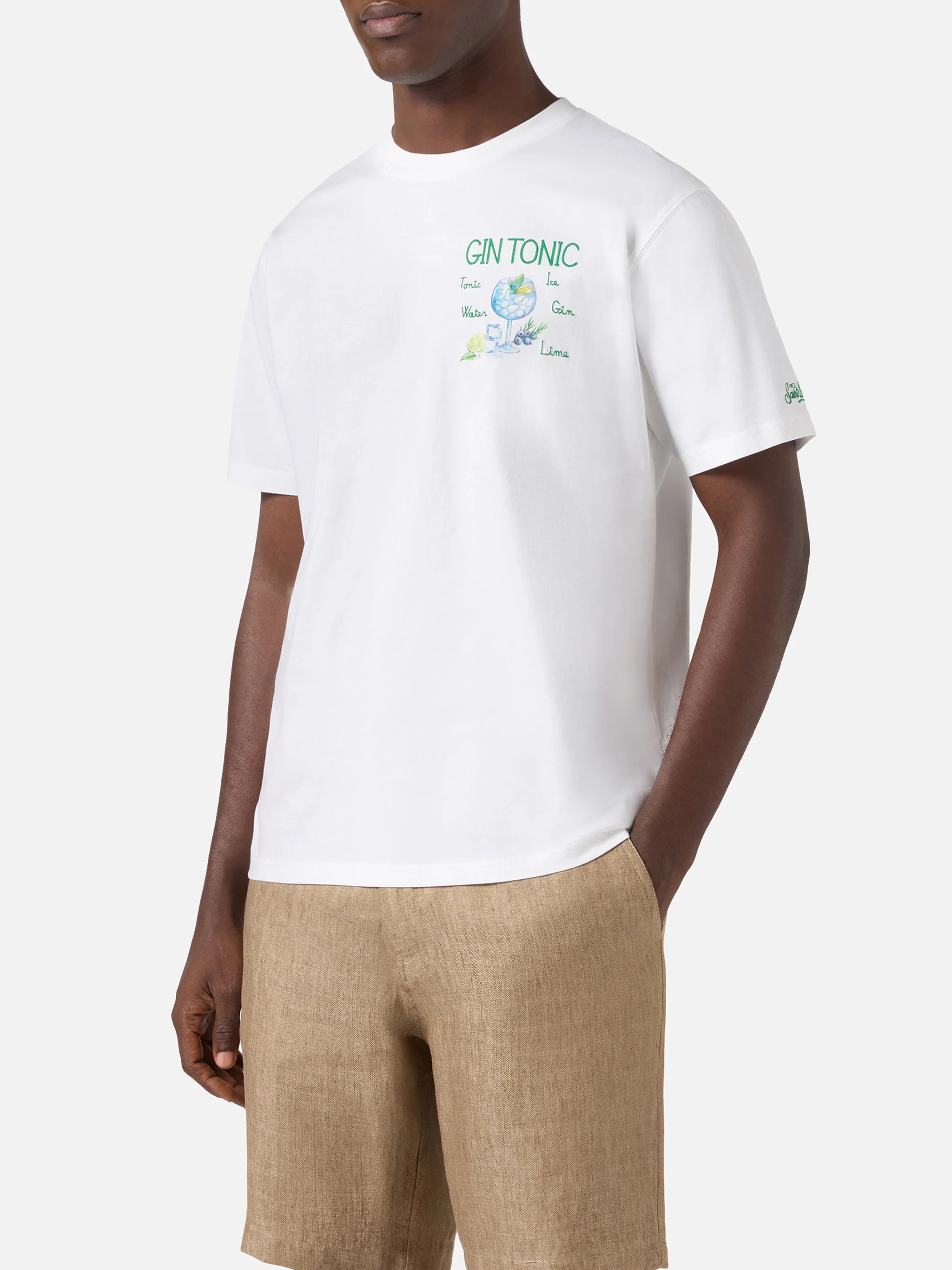 White Portofino T-shirt with Gin Tonic embroidery - Image 3