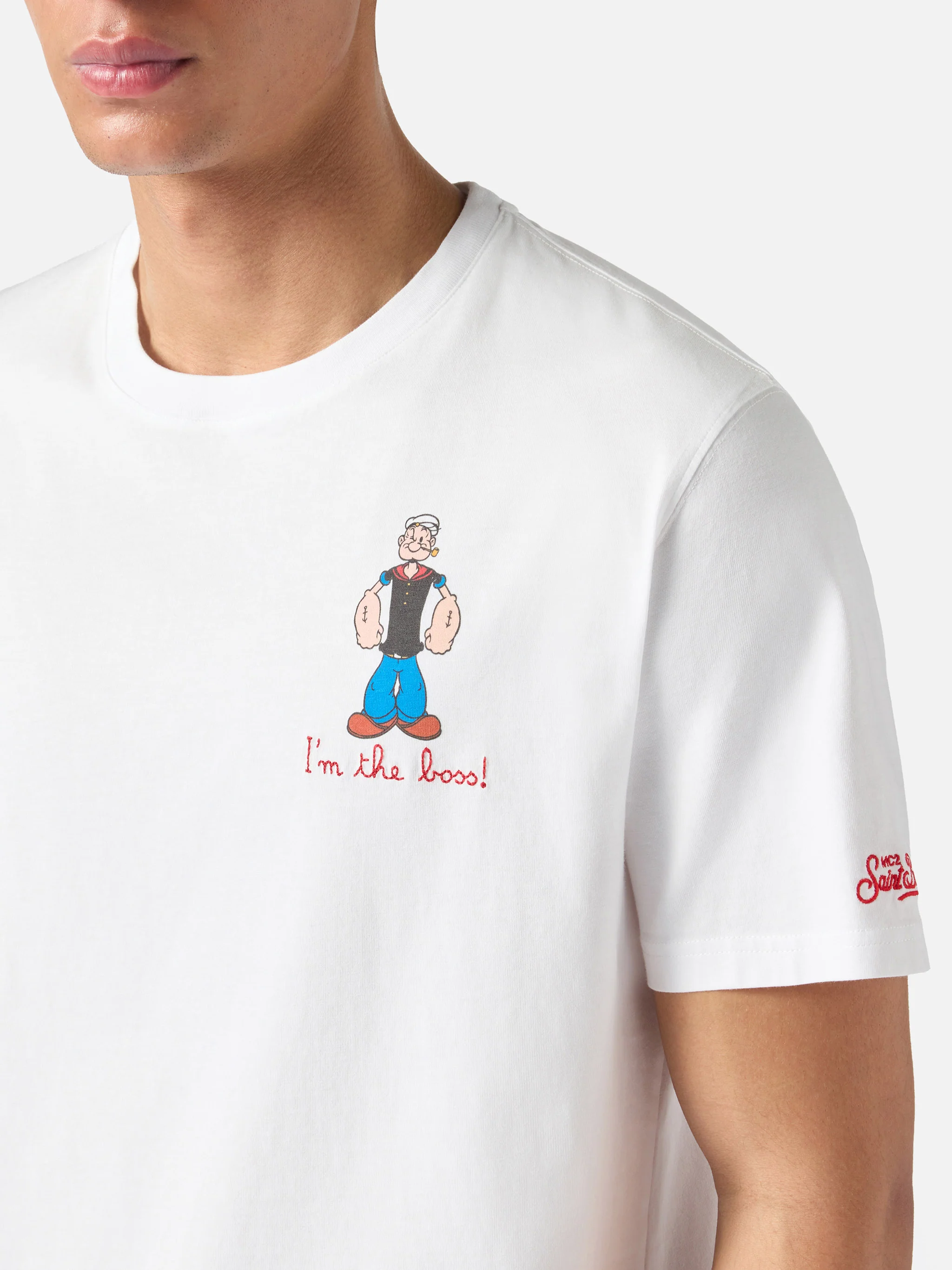 White Portofino T-shirt with I'm The Boss embroidery | Special Edition - Image 2