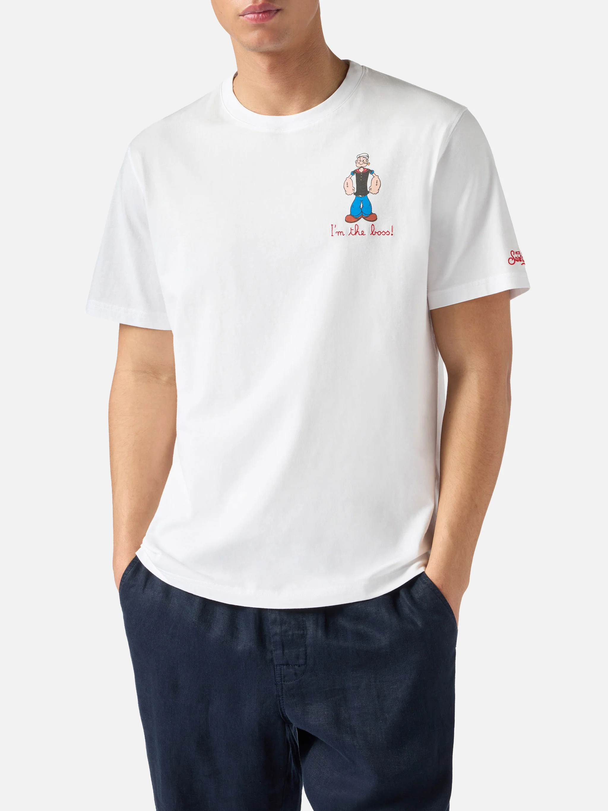 White Portofino T-shirt with I'm The Boss embroidery | Special Edition - Image 3