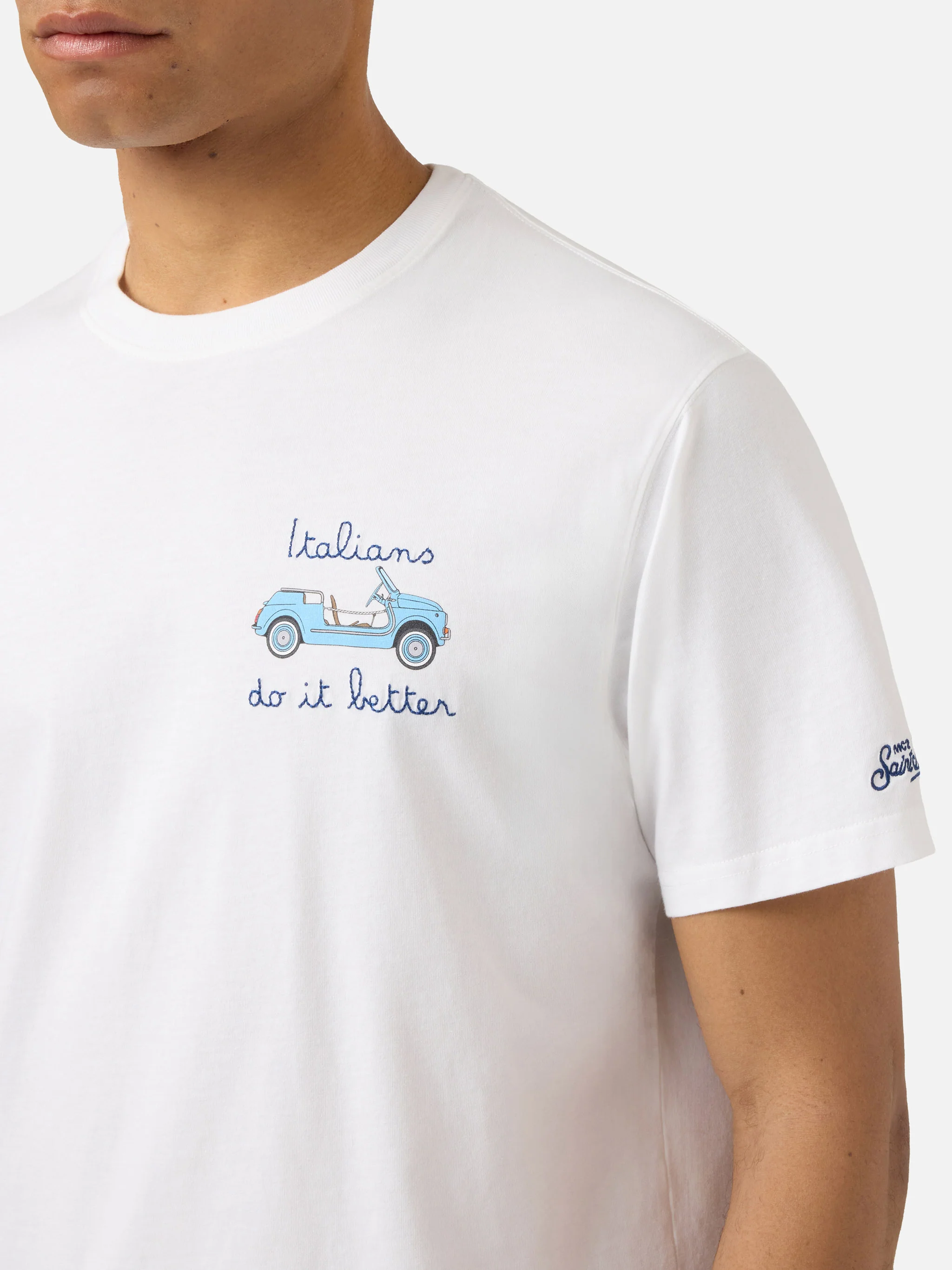White Portofino T-shirt with Italians Do It Better embroidery - Image 2