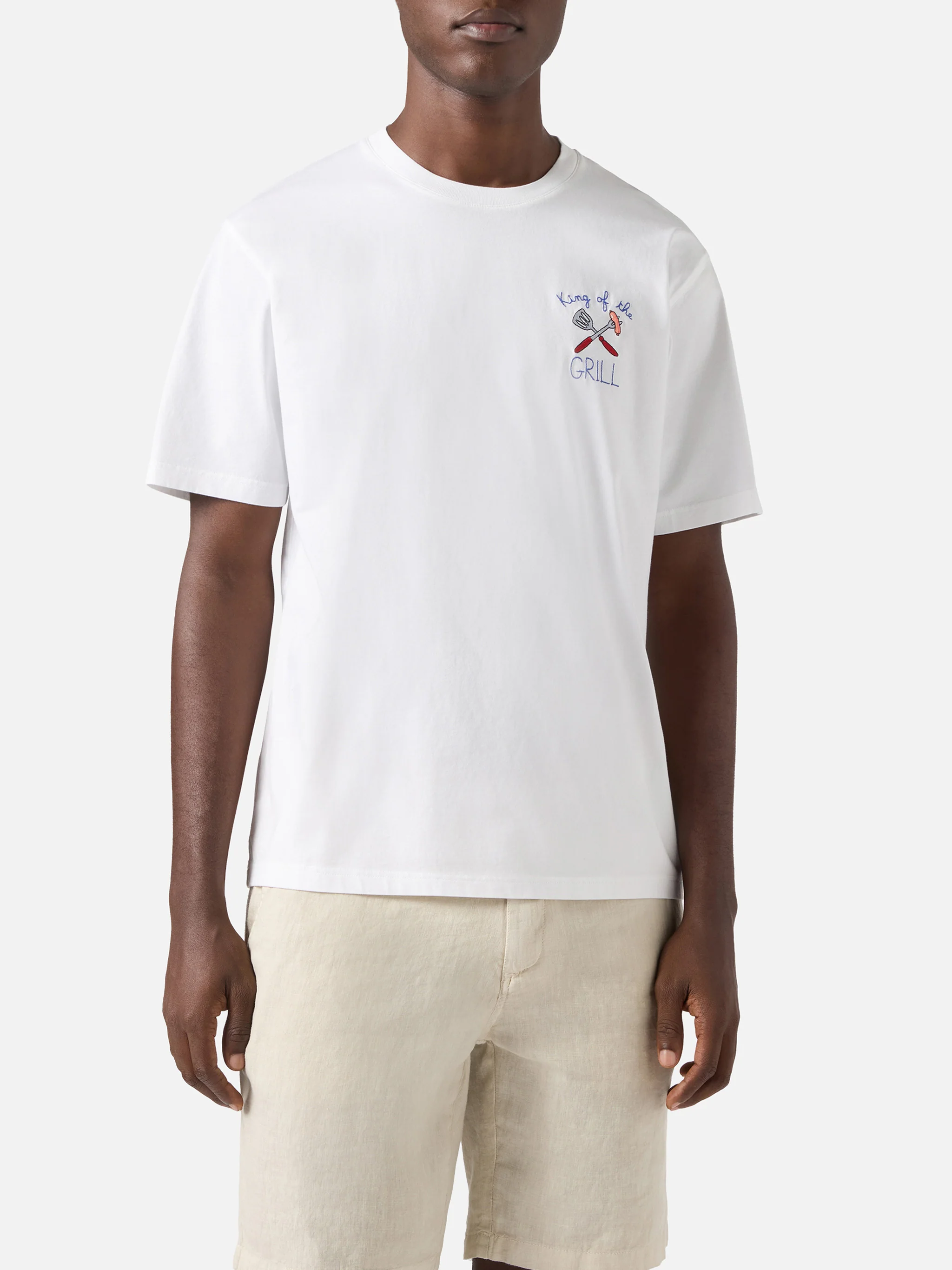 White Portofino T-shirt with King Of The Grill embroidery - Image 3