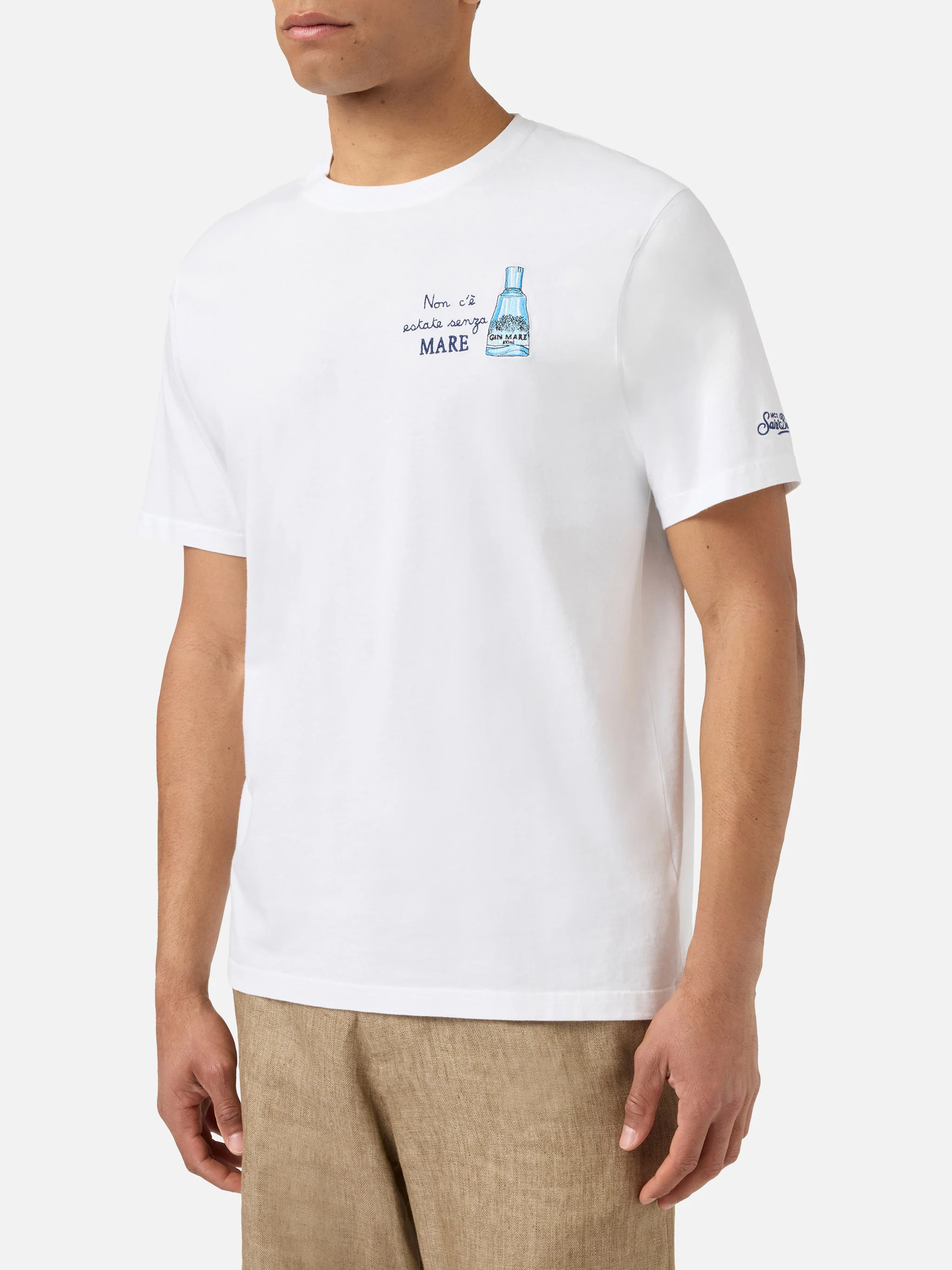 White Portofino T-shirt with Non C'è Estate Senza Mare embroidery | Special Edition - Image 3
