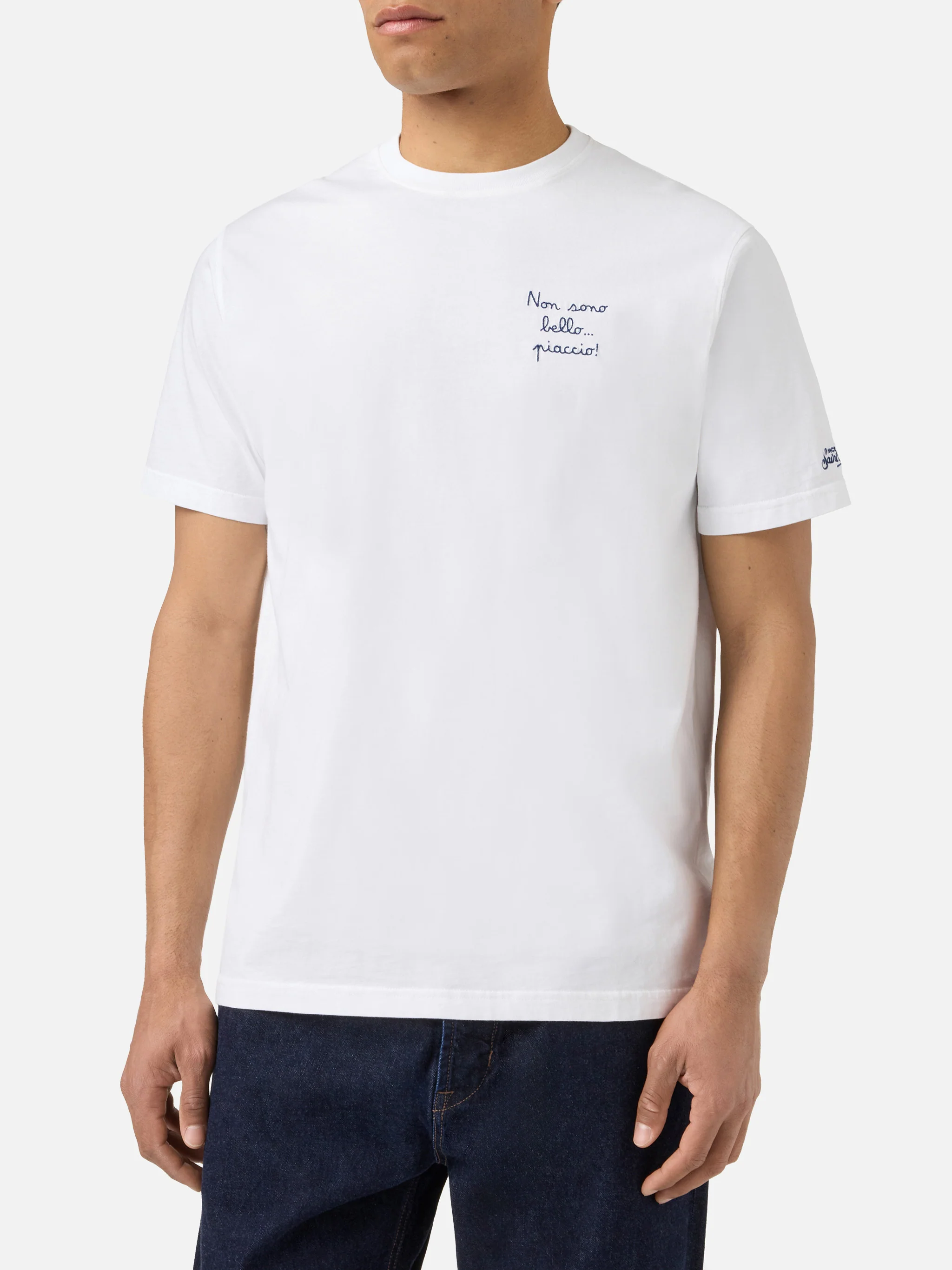 White Portofino T-shirt with Non Sono Bello Piaccio! embroidery - Image 3