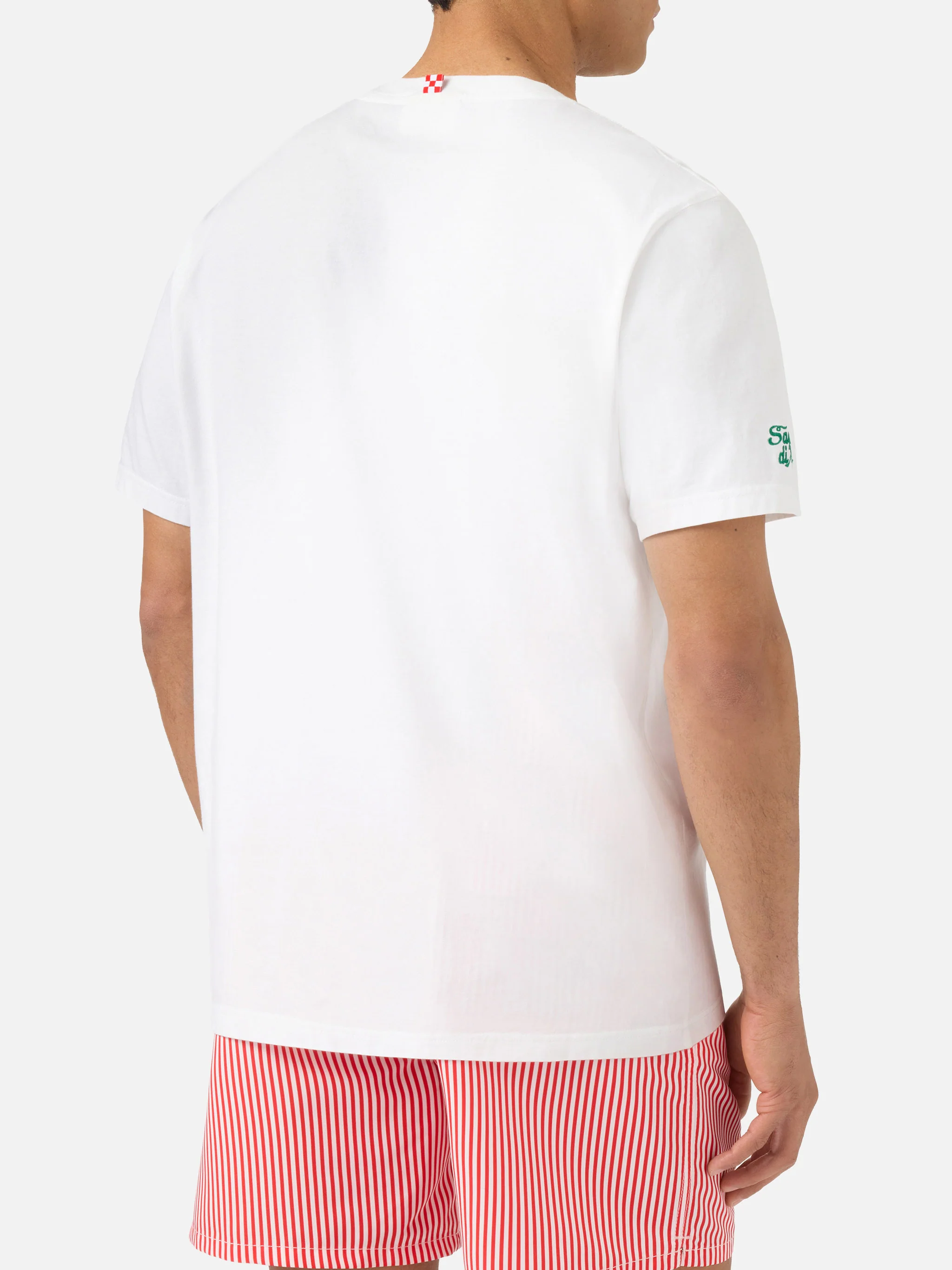 White Portofino T-shirt with Pizza Fredda Birra Calda embroidery - Image 4