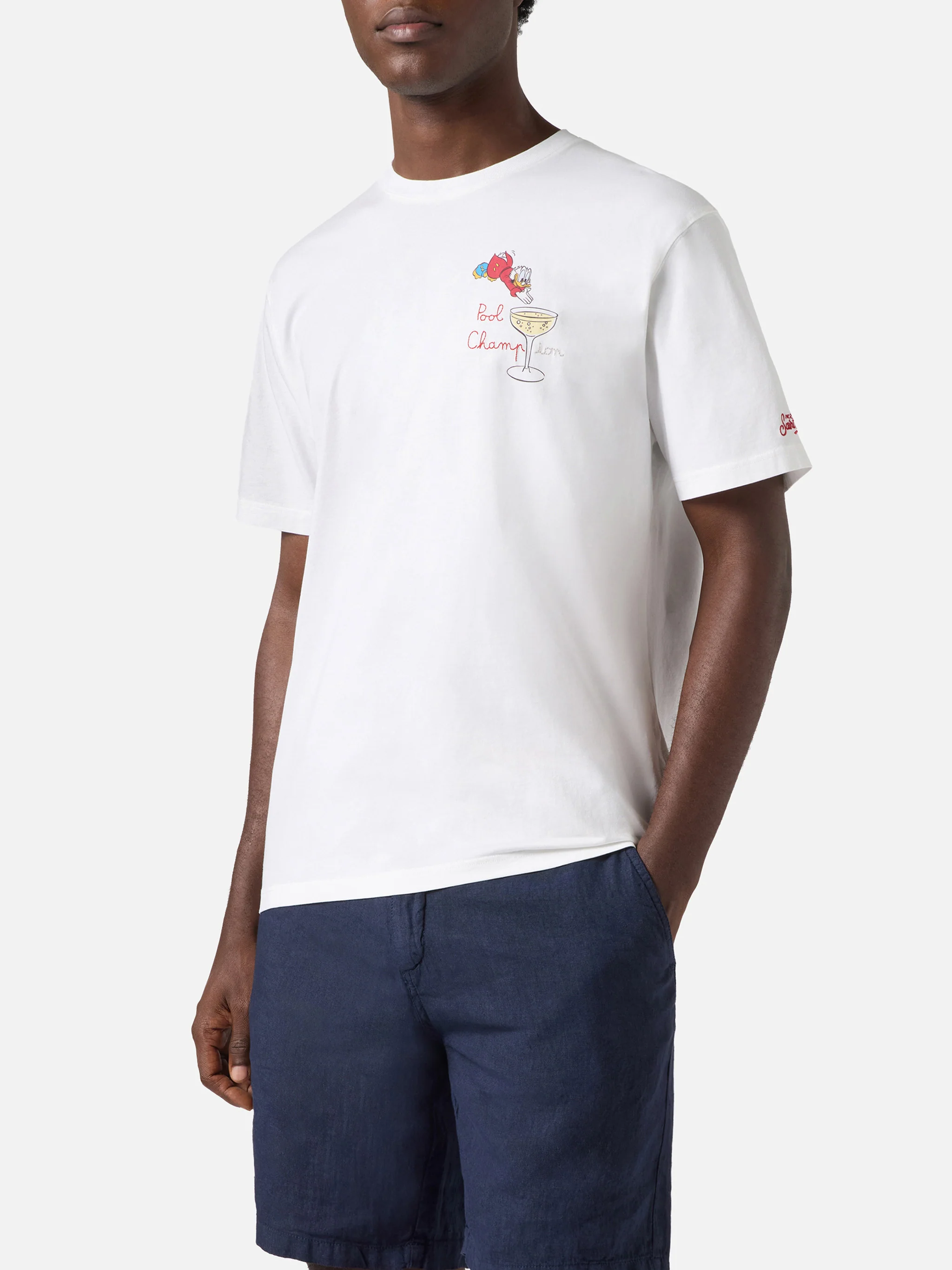 White Portofino T-shirt with Pool Champion embroidery | Special Edition - Image 3