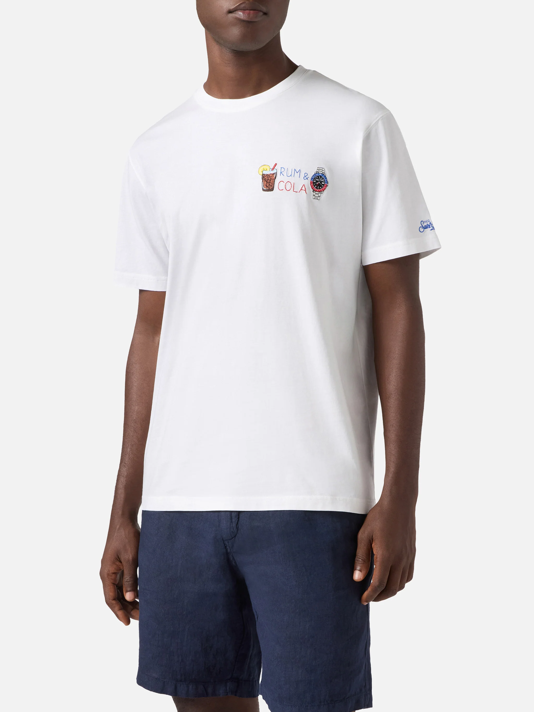 White Portofino T-shirt with Rum E Cola embroidery - Image 3