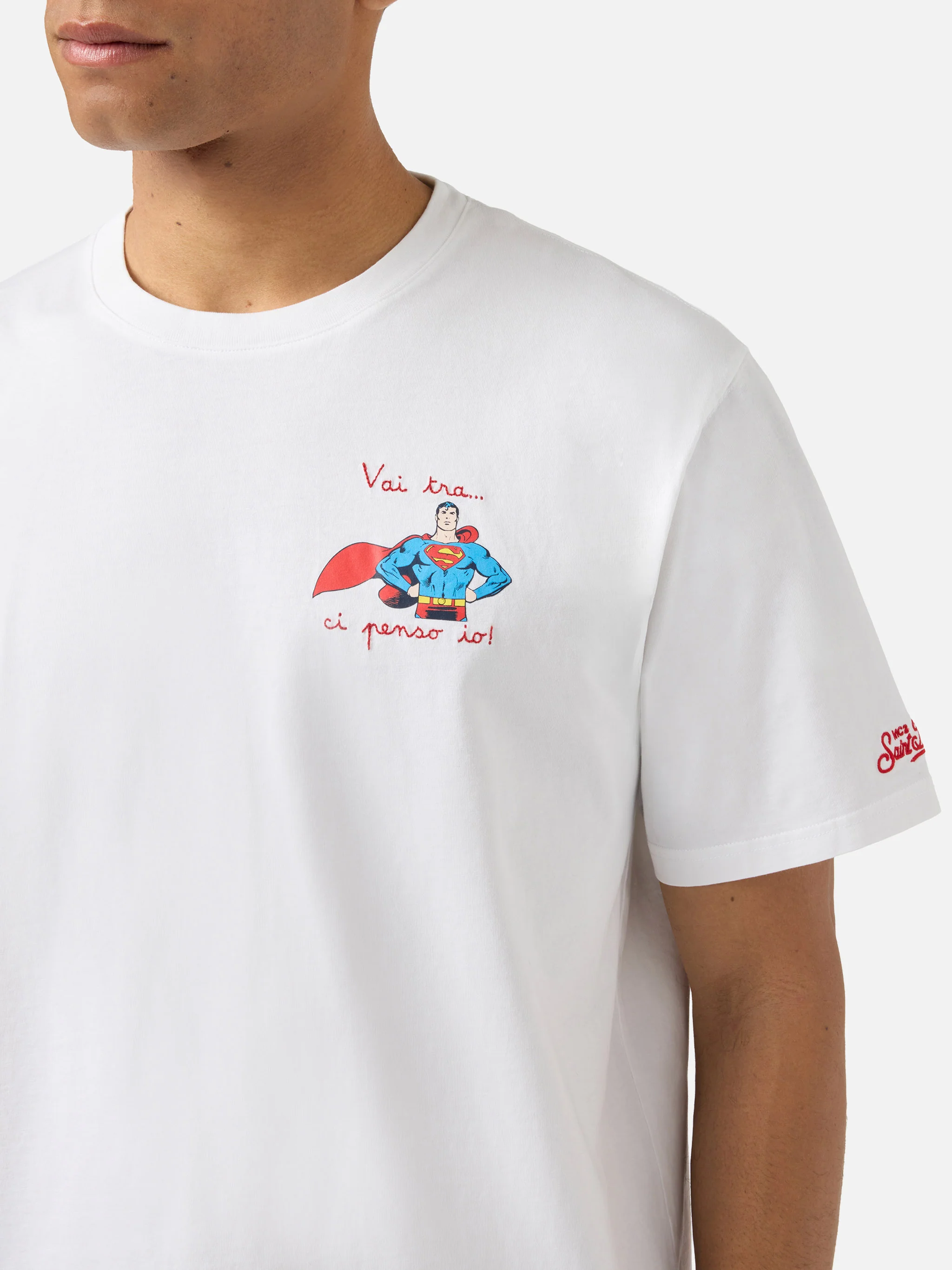 White Portofino T-shirt with Vai Tra Ci Penso Io! embroidery | Special Edition - Image 2