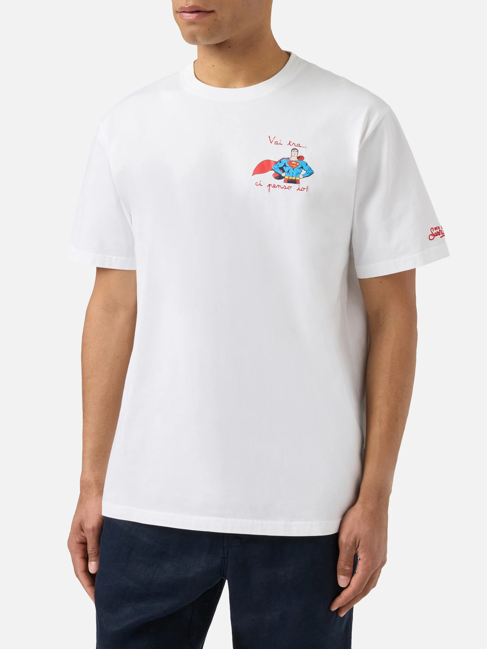 White Portofino T-shirt with Vai Tra Ci Penso Io! embroidery | Special Edition - Image 3