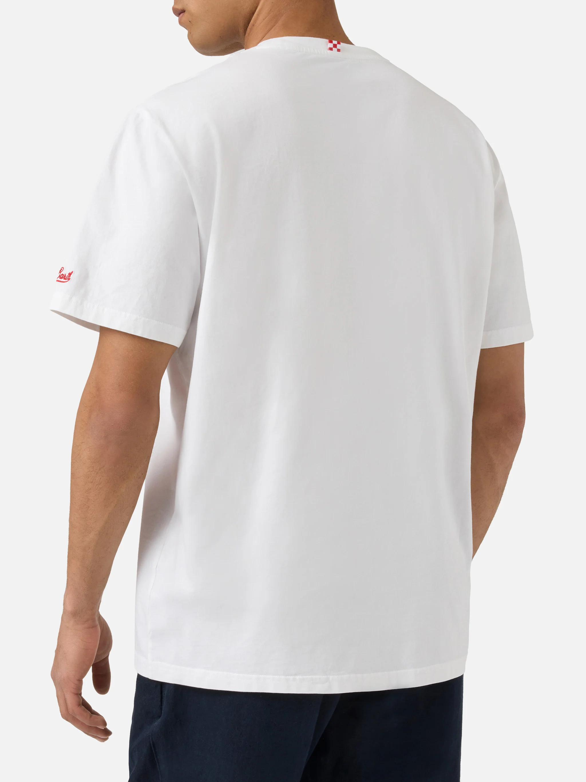 White Portofino T-shirt with Vai Tra Ci Penso Io! embroidery | Special Edition - Image 4