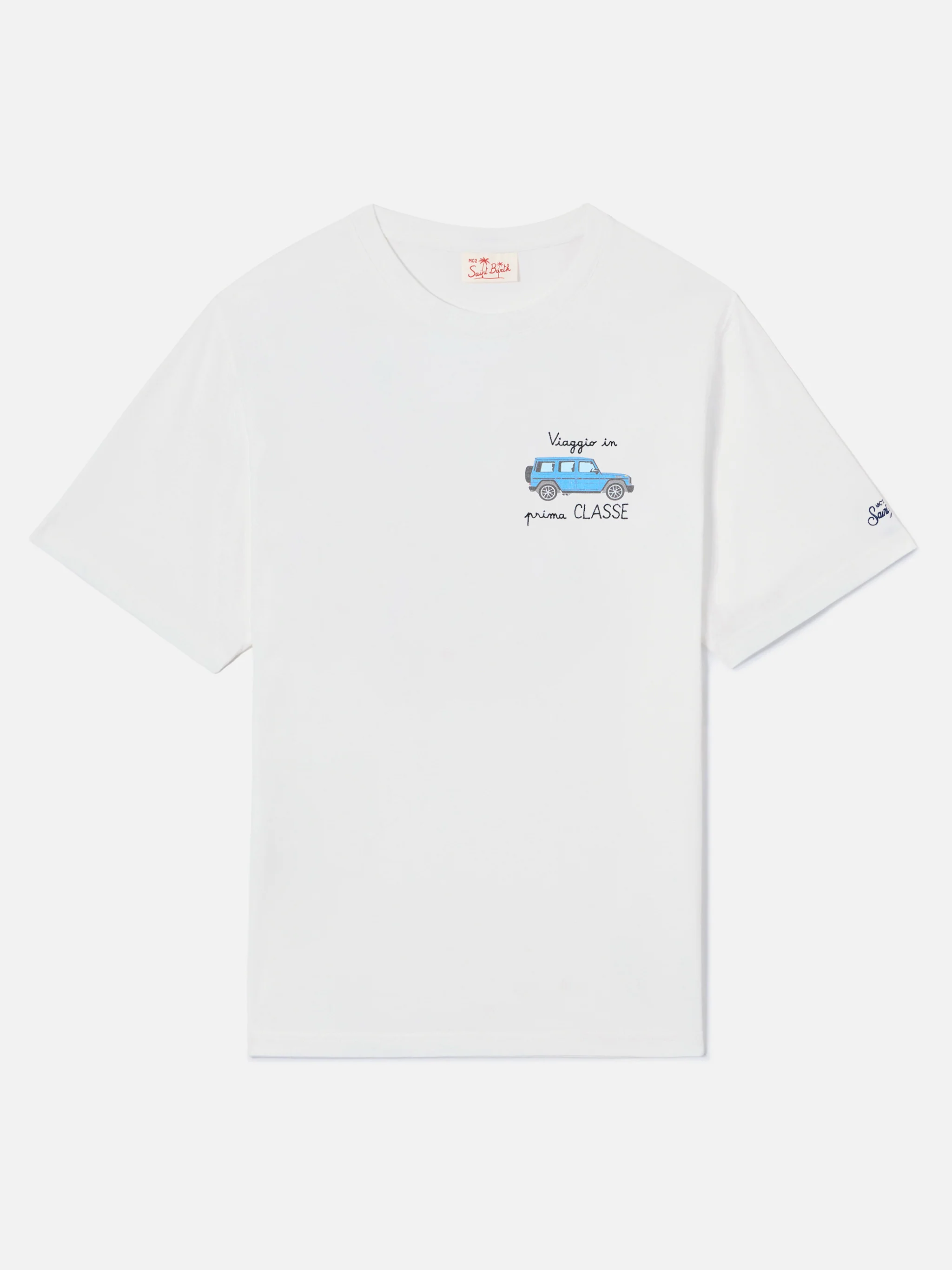 White Portofino T-shirt with Viaggio In Prima Classe embroidery