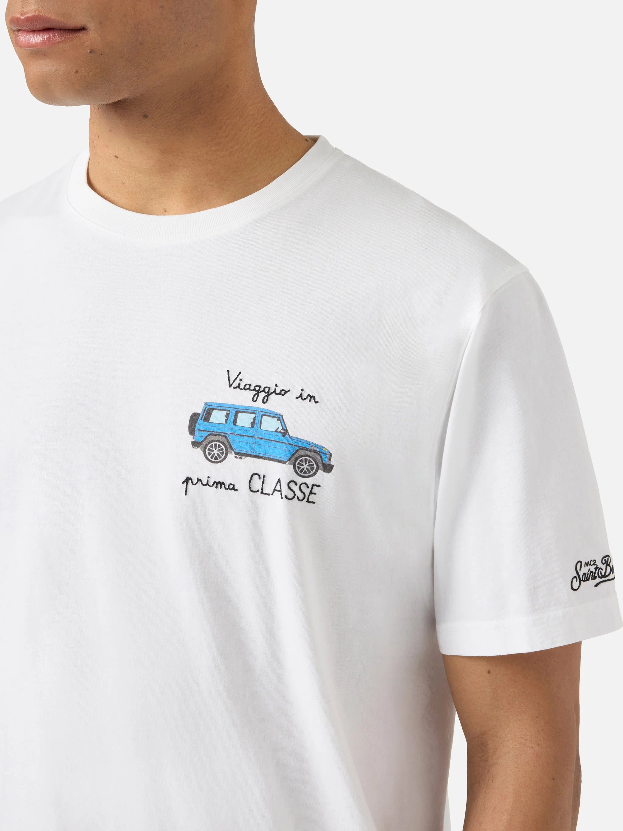 White Portofino T-shirt with Viaggio In Prima Classe embroidery - Image 2
