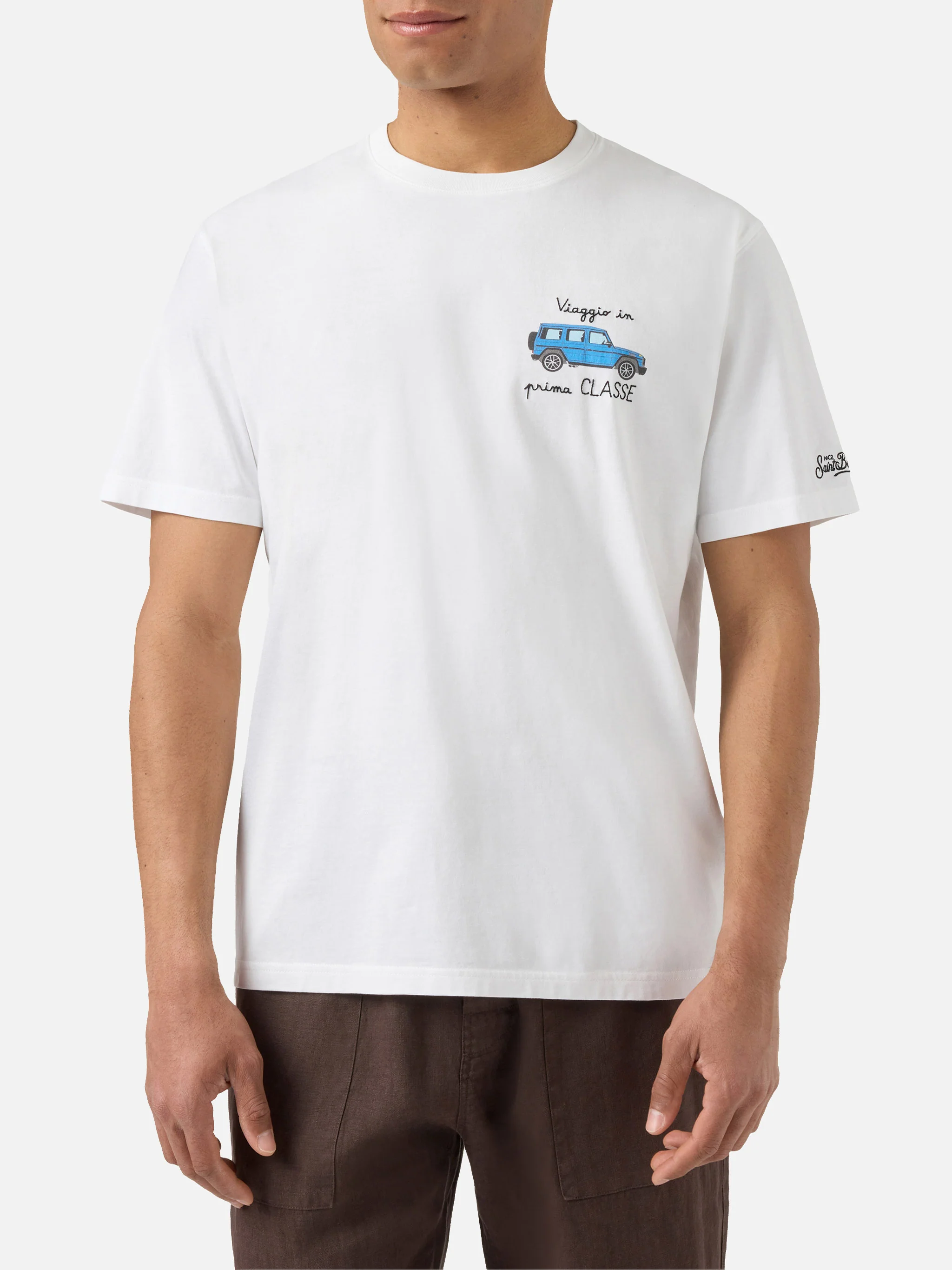 White Portofino T-shirt with Viaggio In Prima Classe embroidery - Image 3