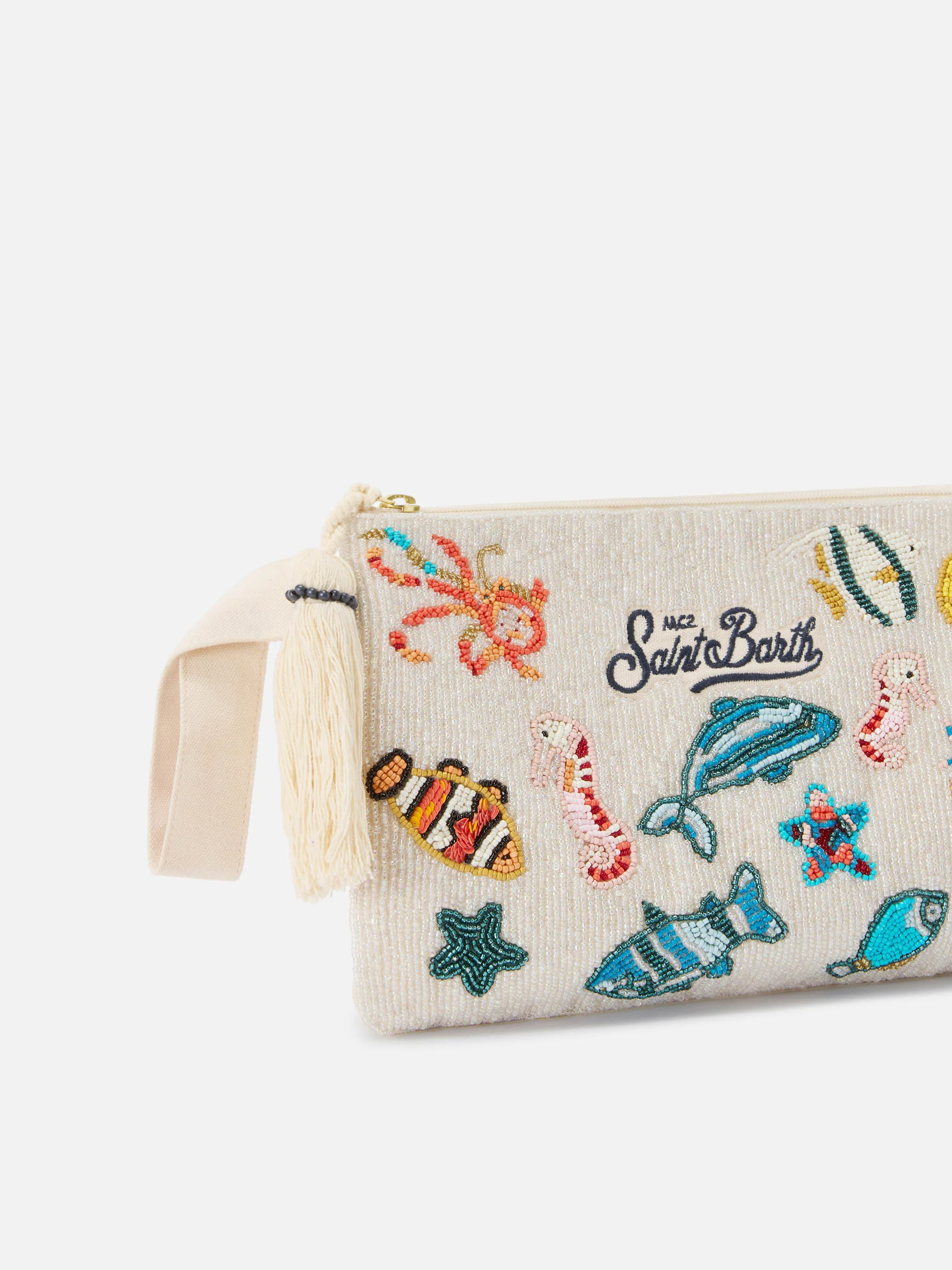 White Pouch Pearl with beaded marine motifs - Image 4