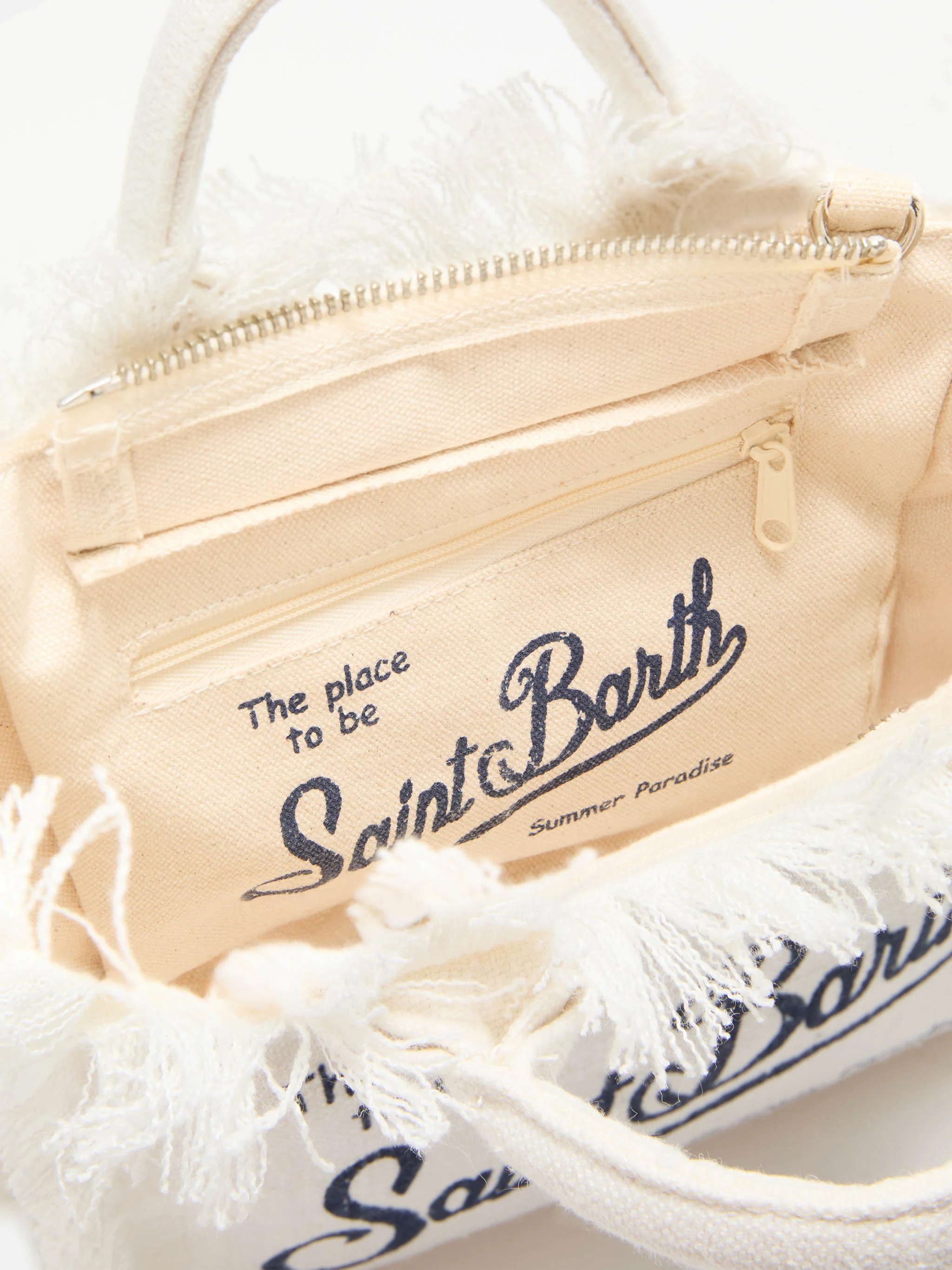 White solid color linen Vanity mini bag with removable strap - Image 4