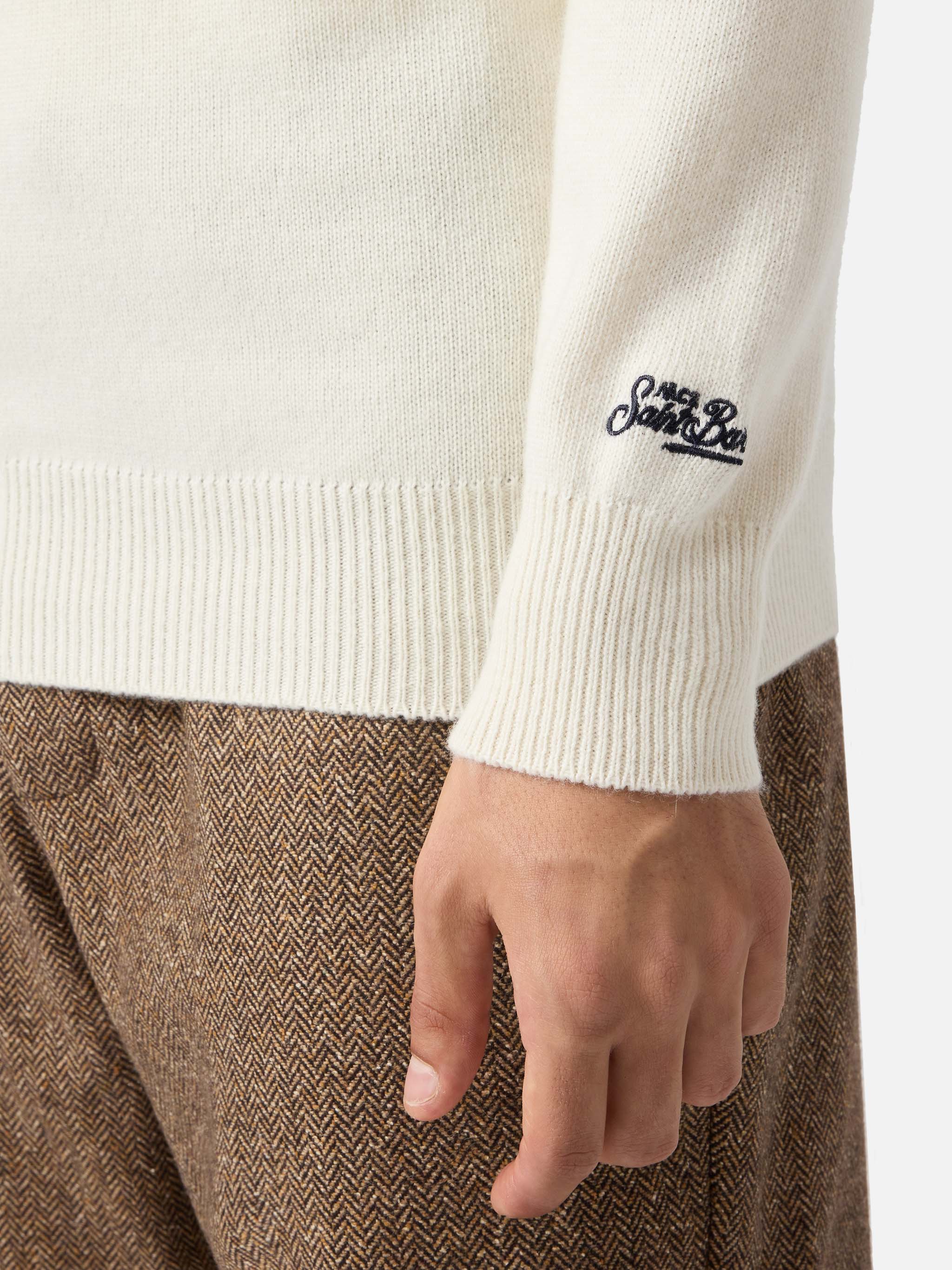 White sweater Heron with Bollicine please embroidery - Image 4