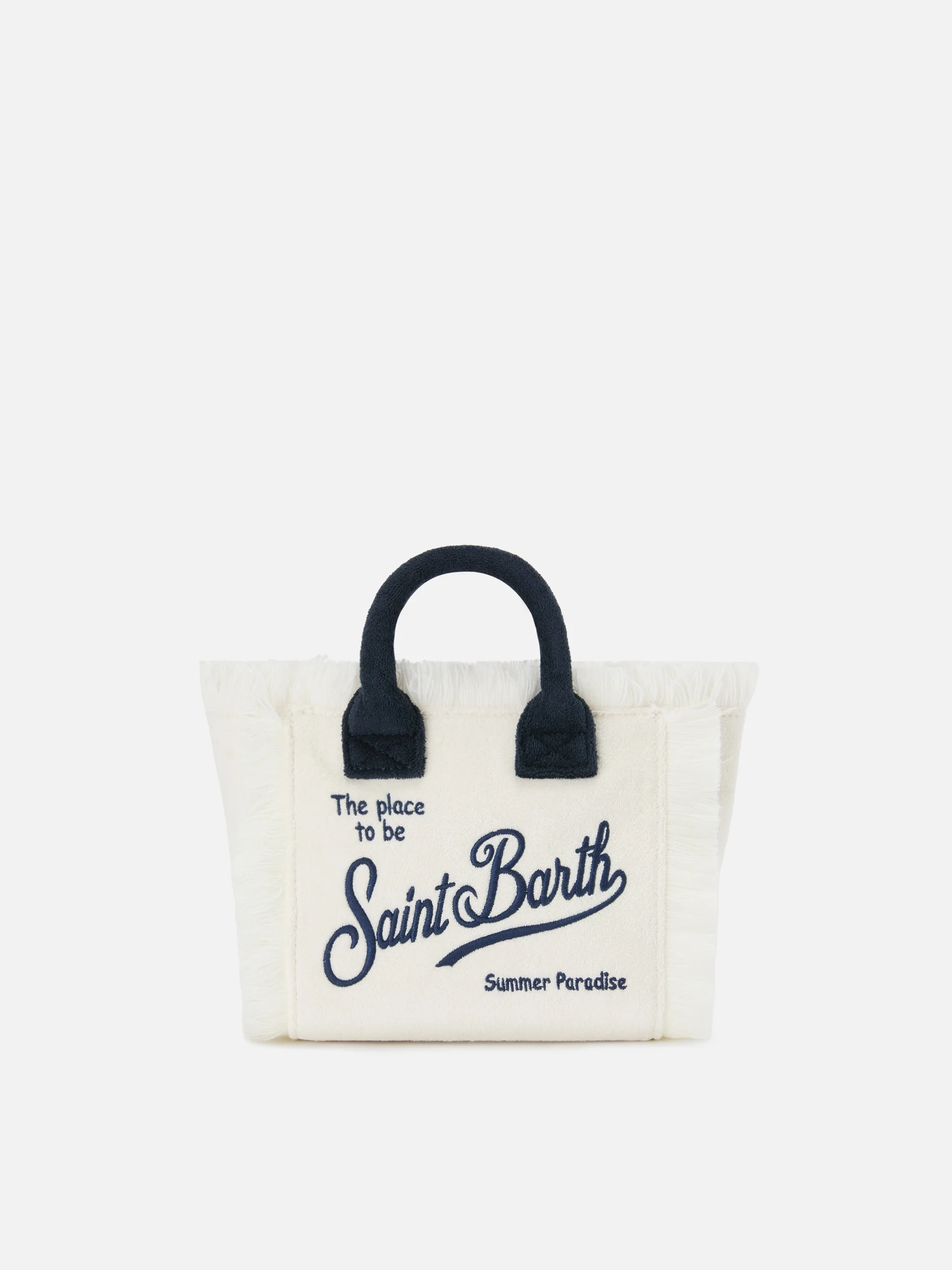 White terry effect Vanity mini bag with embroidered logo