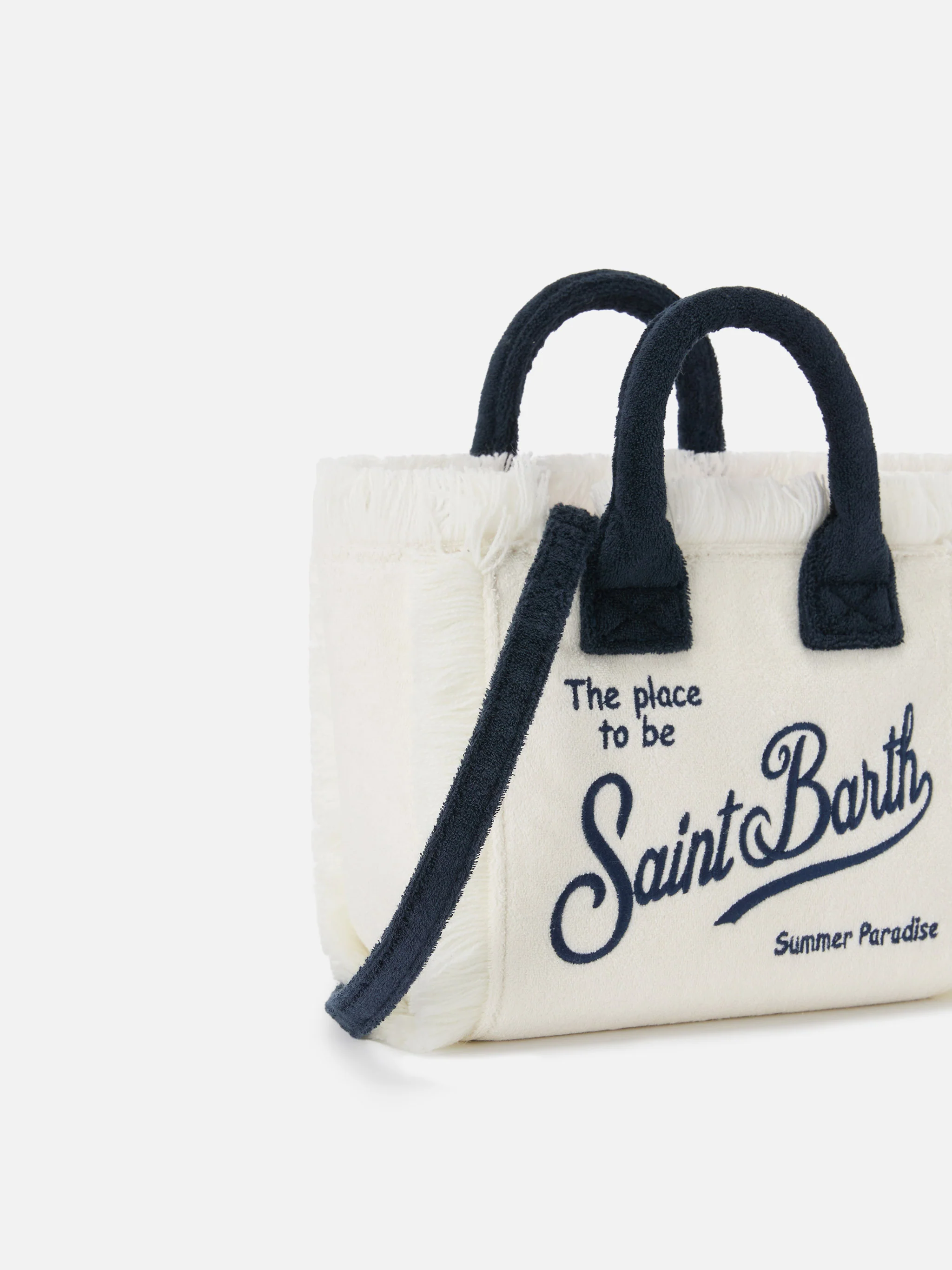 White terry effect Vanity mini bag with embroidered logo - Image 3