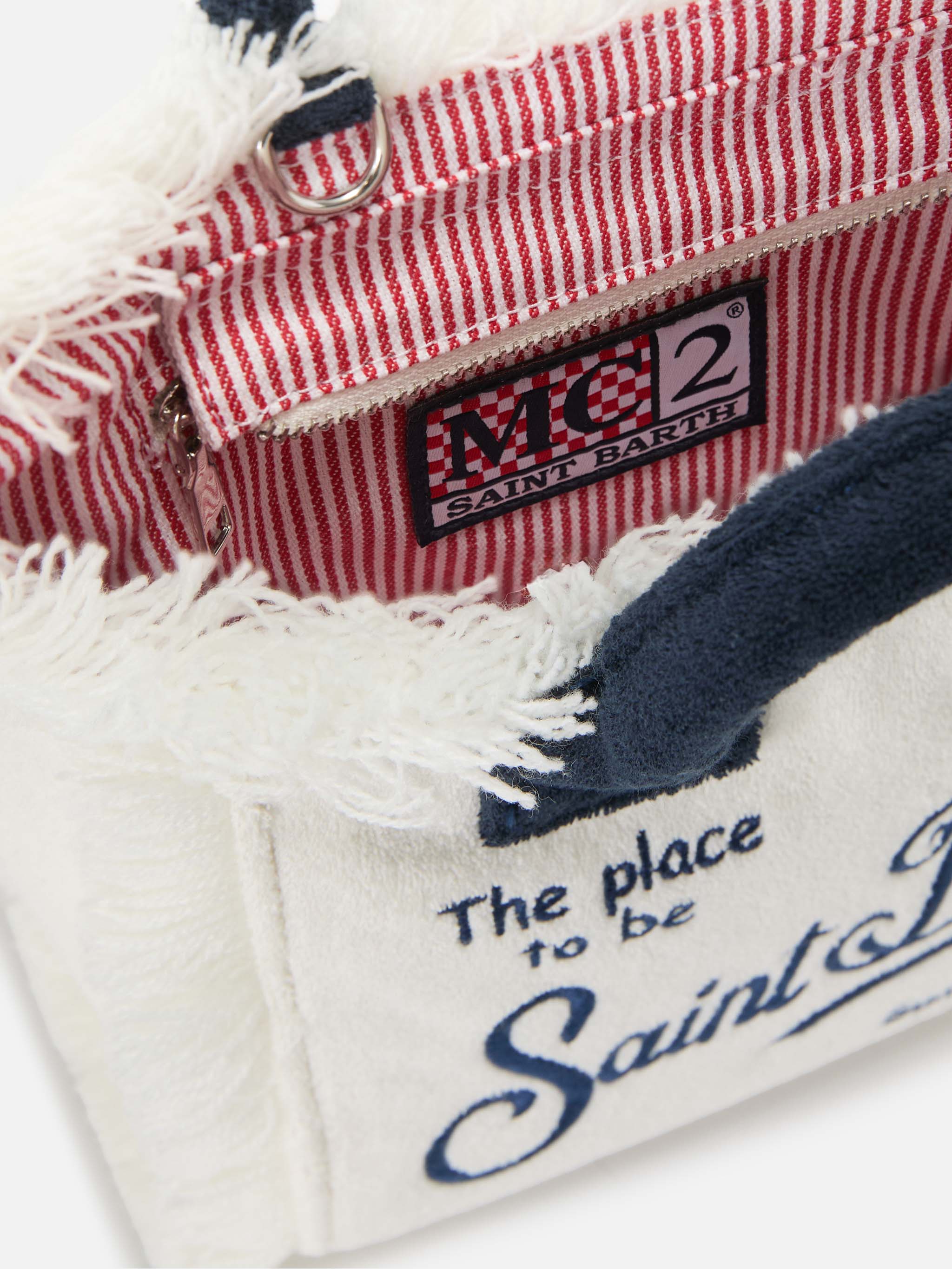 White terry effect Vanity mini bag with embroidered logo - Image 5
